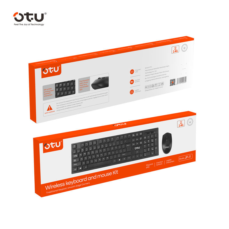 OTU JP-11 Wireless Keyboard with 104 Keys & Multimedia Shortcuts – 2.4G Plug & Play for Office & Gaming