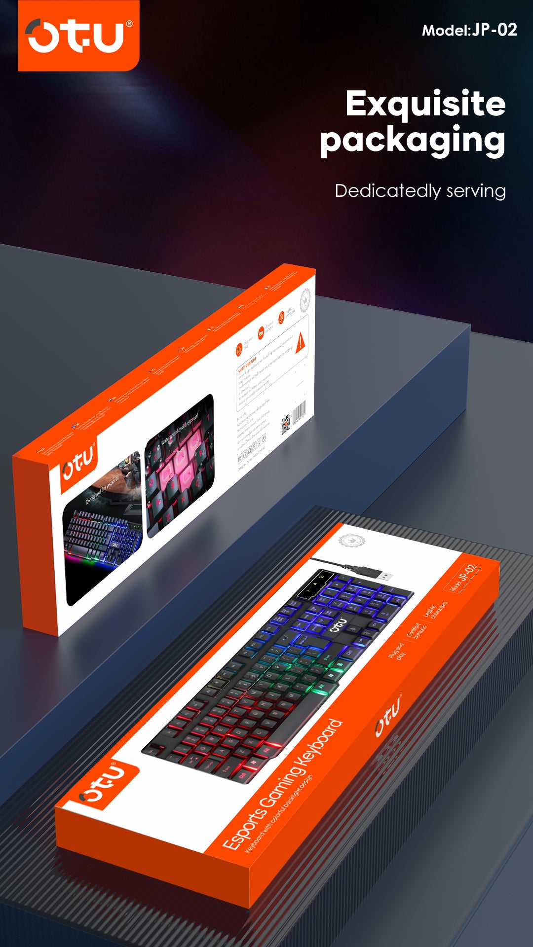 OTU JP-02 RGB Backlit Gaming Keyboard – 104 Key Anti-ghosting, Splash-Proof, for PC & Mac