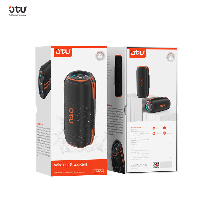 OTU BS-06 Portable Bluetooth Speaker: 25H Playtime, IPX5 Waterproof, 3D Surround Sound, Bluetooth 5.3 for iOS Android