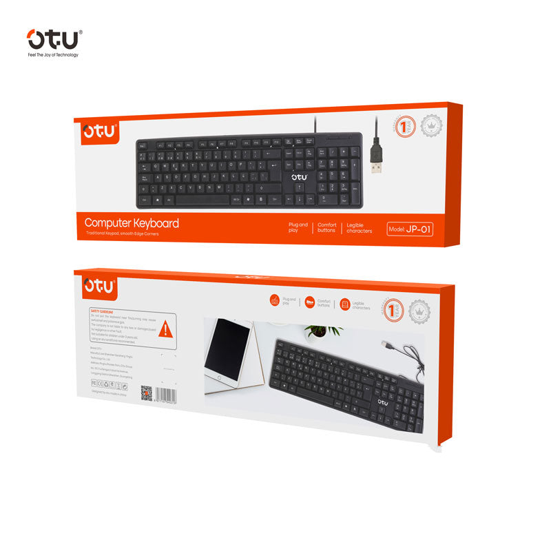 OTU JP-01 Wired Keyboard with U-Shaped Keycaps – Comfort Typing, Plug & Play for PC/Mac