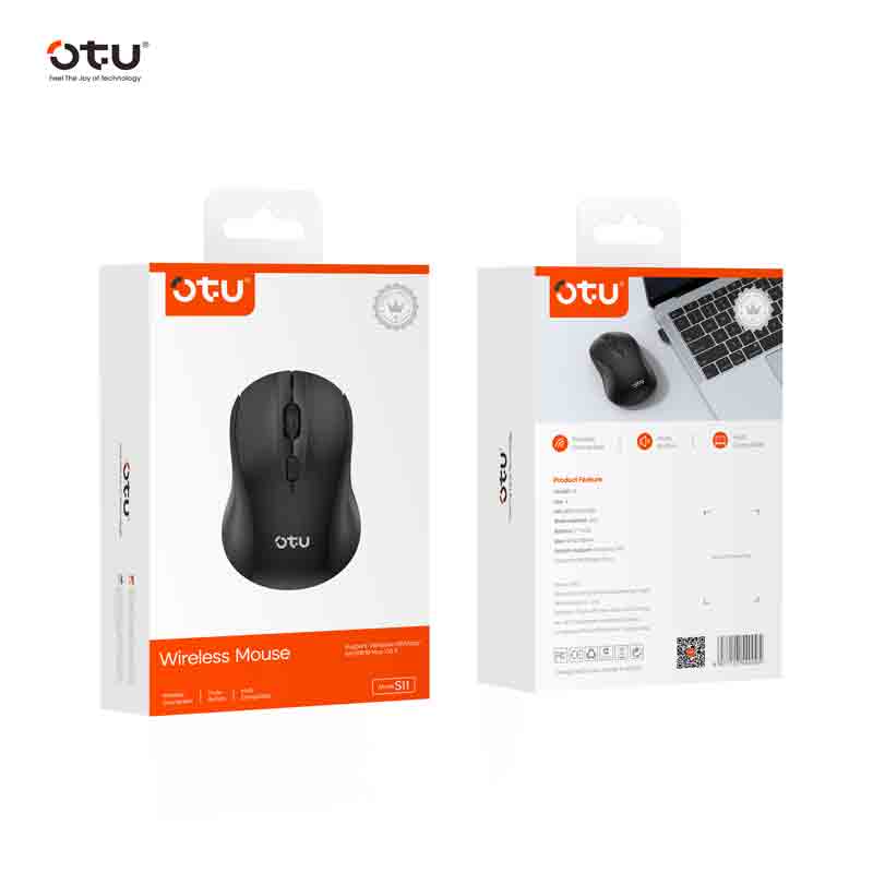 OTU S11 Wireless Mouse, 2.4G Silent Click Ergonomic Mouse with 3 Adjustable DPI, 3D Anti-Slip Scroll for PC, Laptop, Mac, Windows & mac IOS