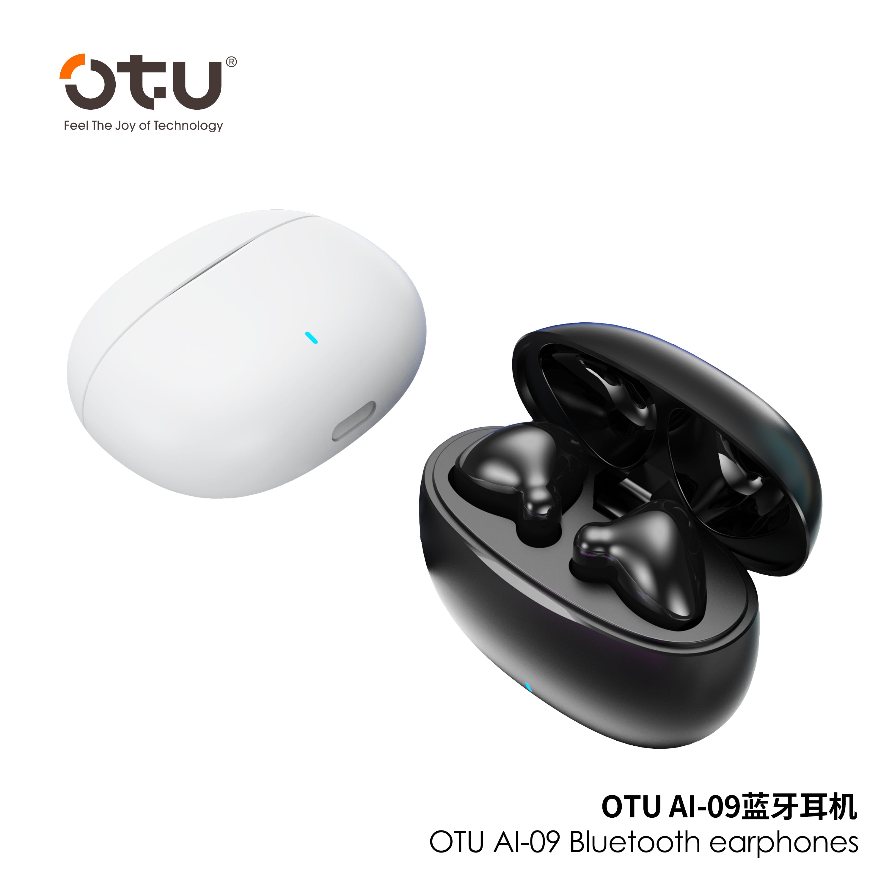 OTU AI-09 TWS Earbuds - Bluetooth 5.3, ENC Noise Cancelling, 30H Playtime, Hi-Fi Stereo Sound for Android/iOS