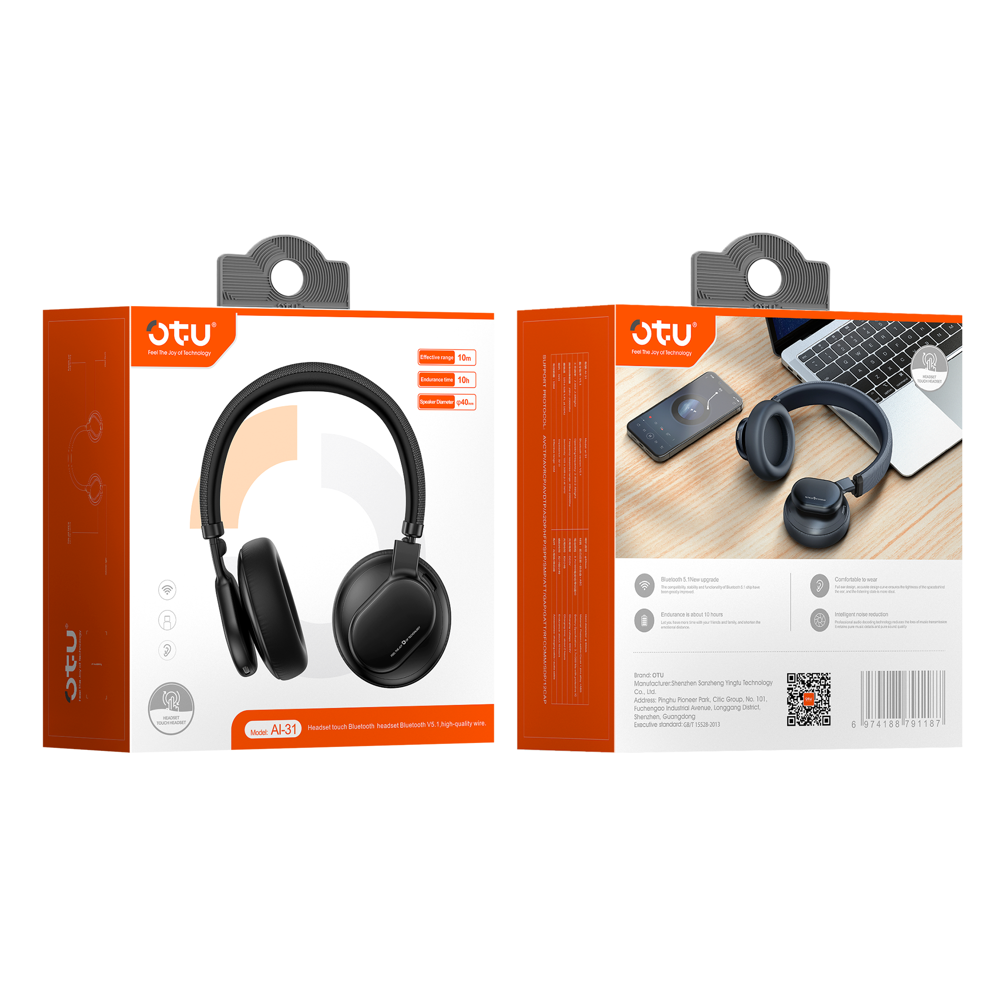 OTU AI31 True Wireless Earbuds - 10H Playtime, Active Noise Cancelling, Hi-Fi Stereo Sound, Bluetooth 5.1, Comfort Fit