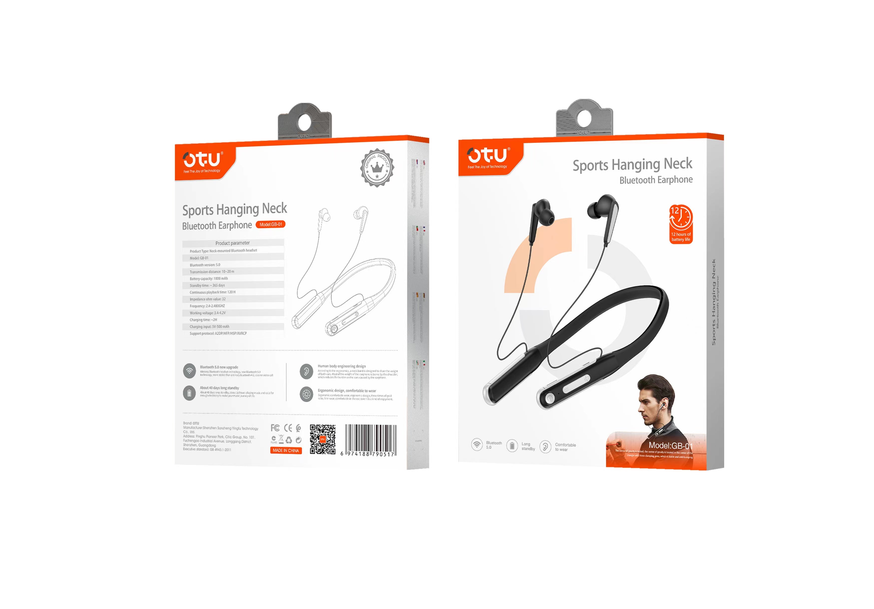 OTU AI05 Wireless Bluetooth 5.0 Earbuds, Sports Earphones with Noise Cancellation, Sweatproof, Secure Fit for Running and Gym