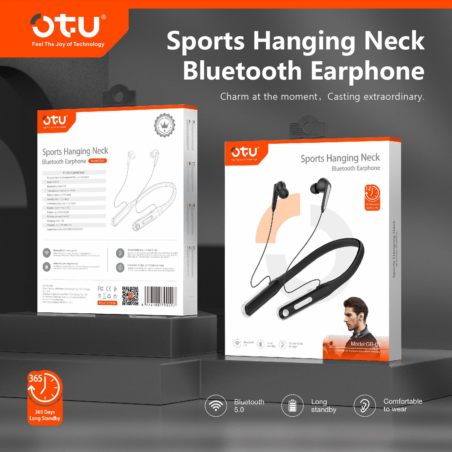 OTU AI05 Wireless Bluetooth 5.0 Earbuds, Sports Earphones with Noise Cancellation, Sweatproof, Secure Fit for Running and Gym