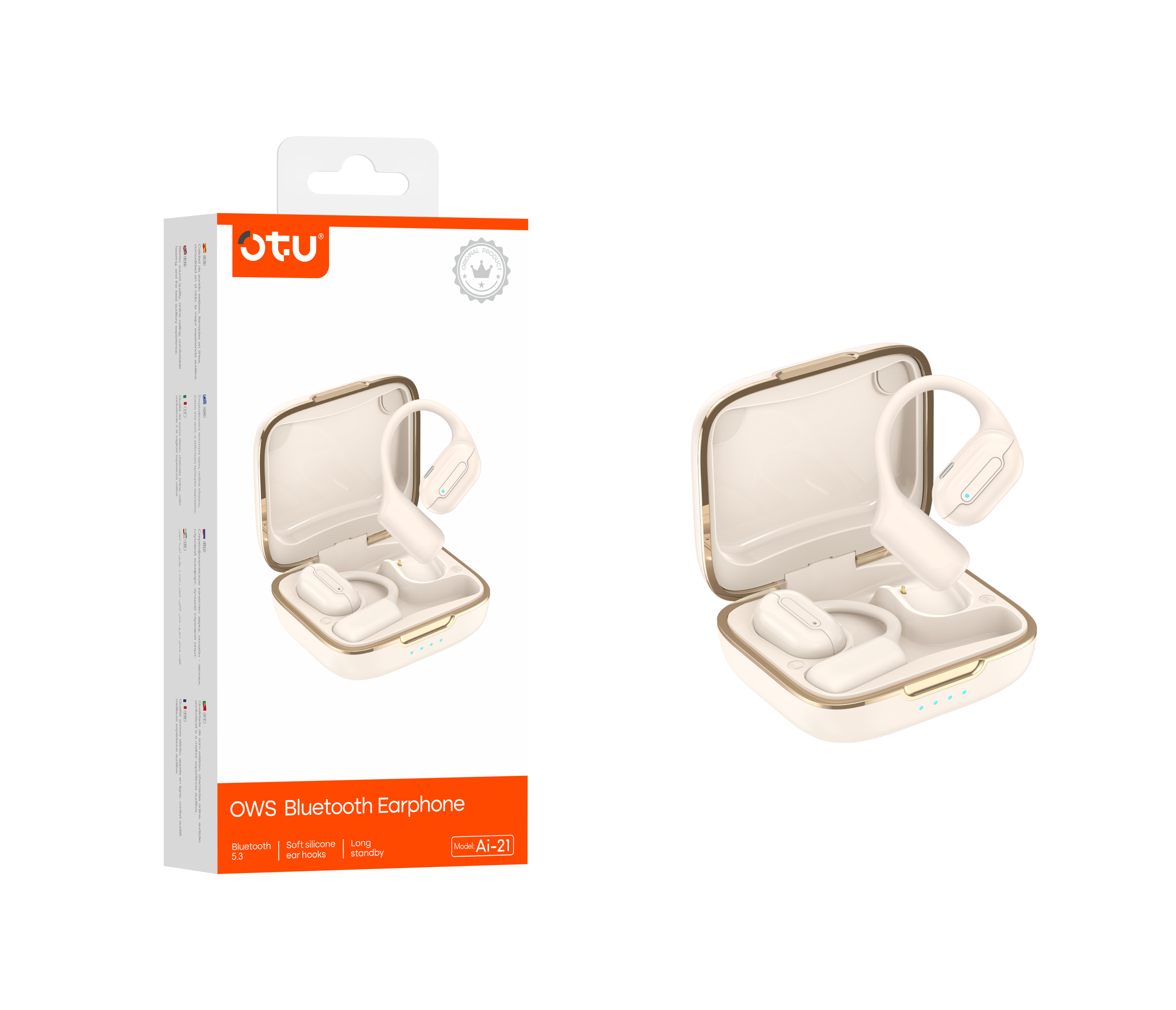 OTU AI-21 Wireless Earbuds - Bluetooth 5.3, 40H Battery, Dolby-Level Sound, Titanium Diaphragm, Cloud Comfort Fit