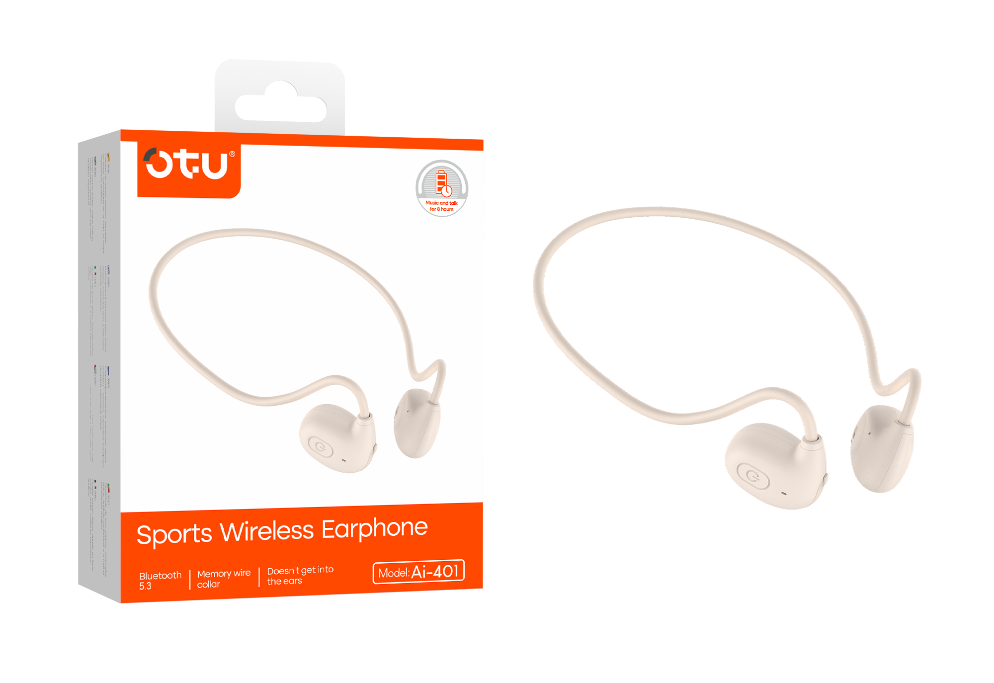 OTU Ai-401 Open Ear Sports Headphones - Bluetooth 5.3, 360° Panoramic Sound, ENC Noise Reduction, Titanium Frame, Sweatproof
