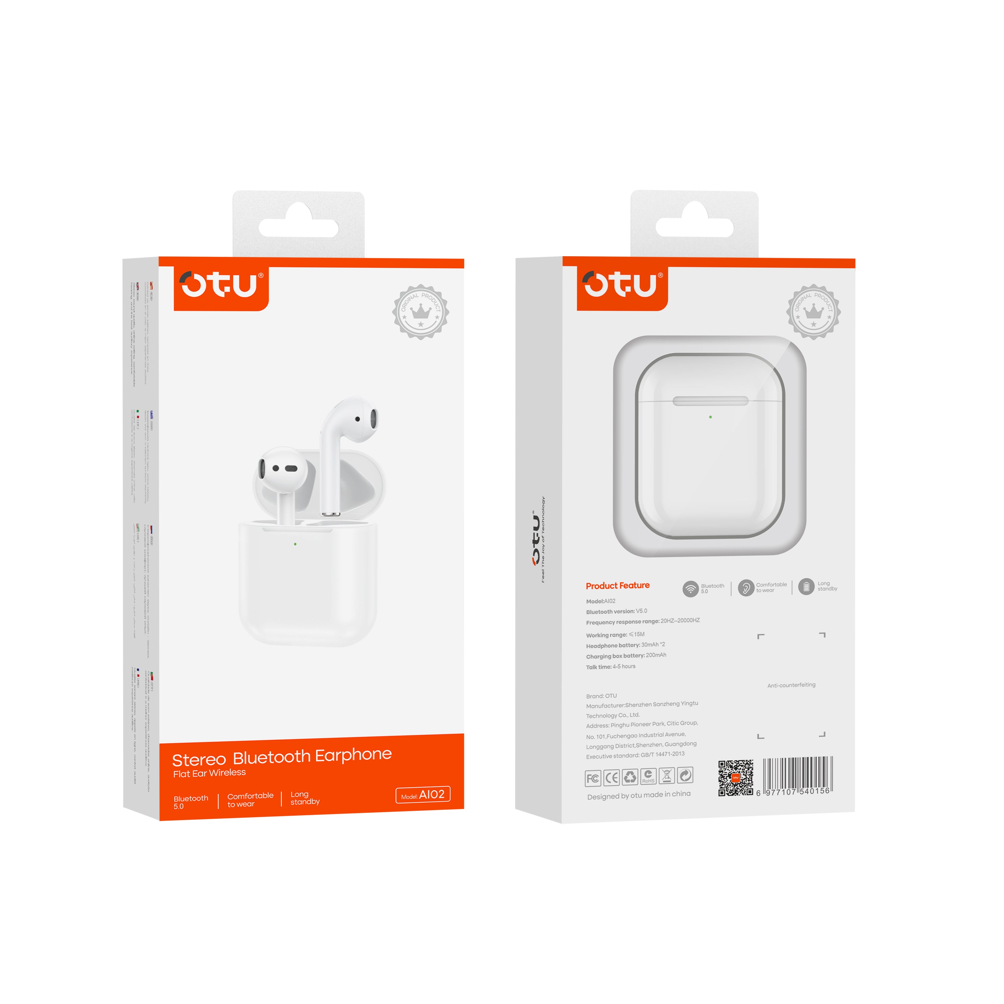 OTU AI02 HIFI Stereo Wireless Bluetooth Earbuds – 365-Day Battery, Noise Cancellation, Instant Pairing
