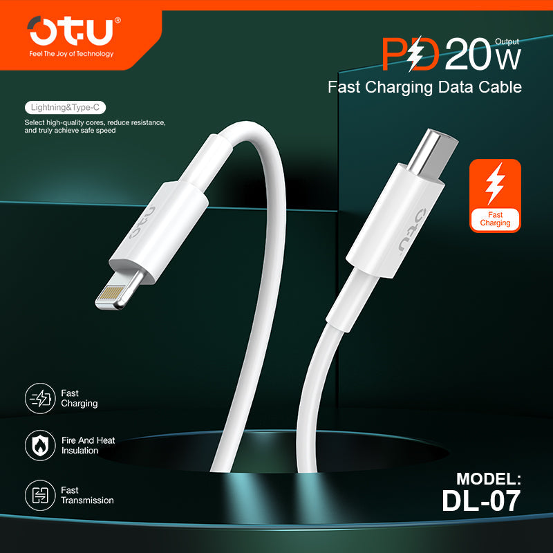 OTU DL07  Fast Charging Cable - 60% in 30 Mins, Durable & Fireproof for iPhone"