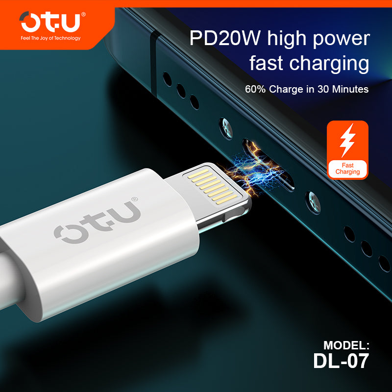 OTU DL07  Fast Charging Cable - 60% in 30 Mins, Durable & Fireproof for iPhone"