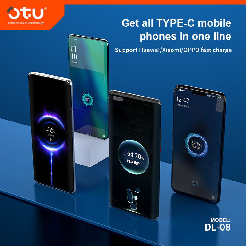 OTU DL08 60W Fast Charging & Data Cable - Universal USB-C Charger for Phone, Tablet, Laptop - Durable & Safe