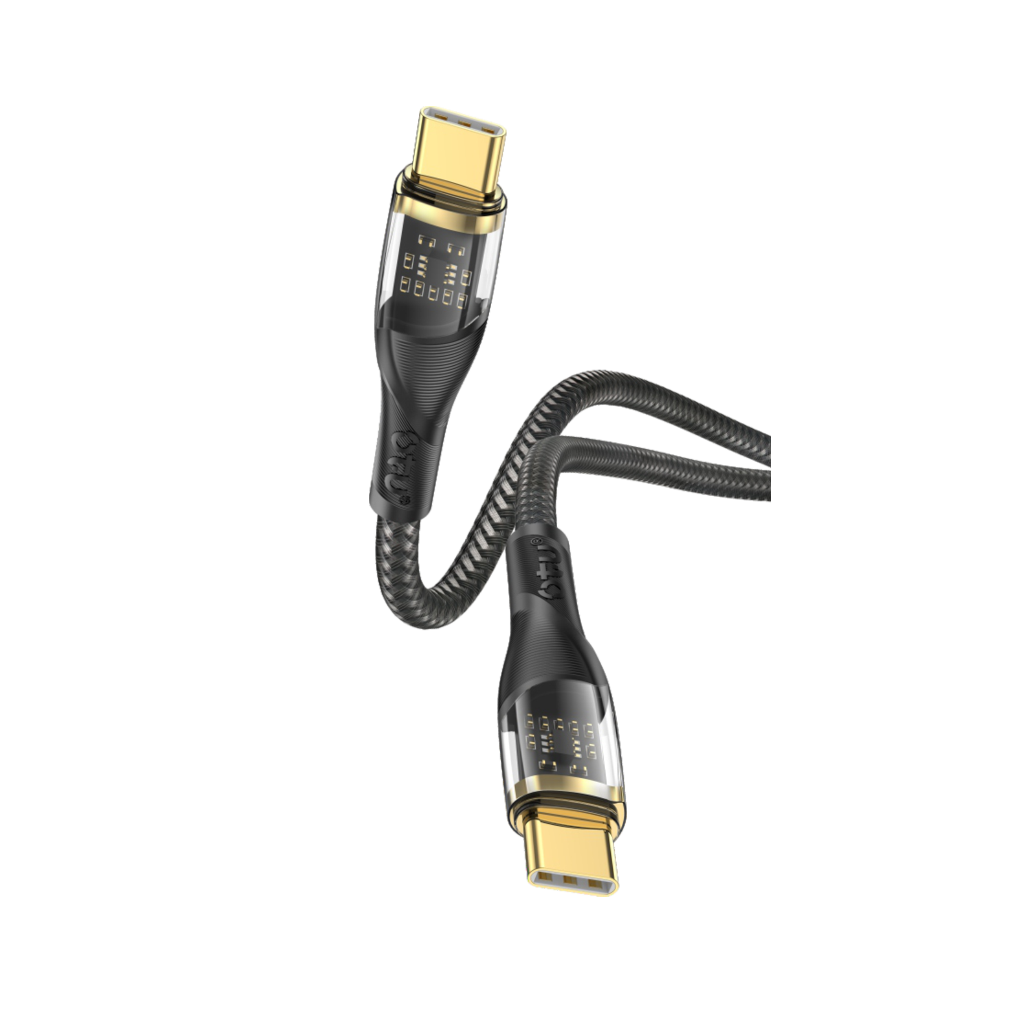 OTU DL18 CC and IC 100W Transparent Fast Charging Cable - Nylon Braided USB-C to Lightning & USB-C to USB-C Cable for High-Speed Data Transfer & Durability