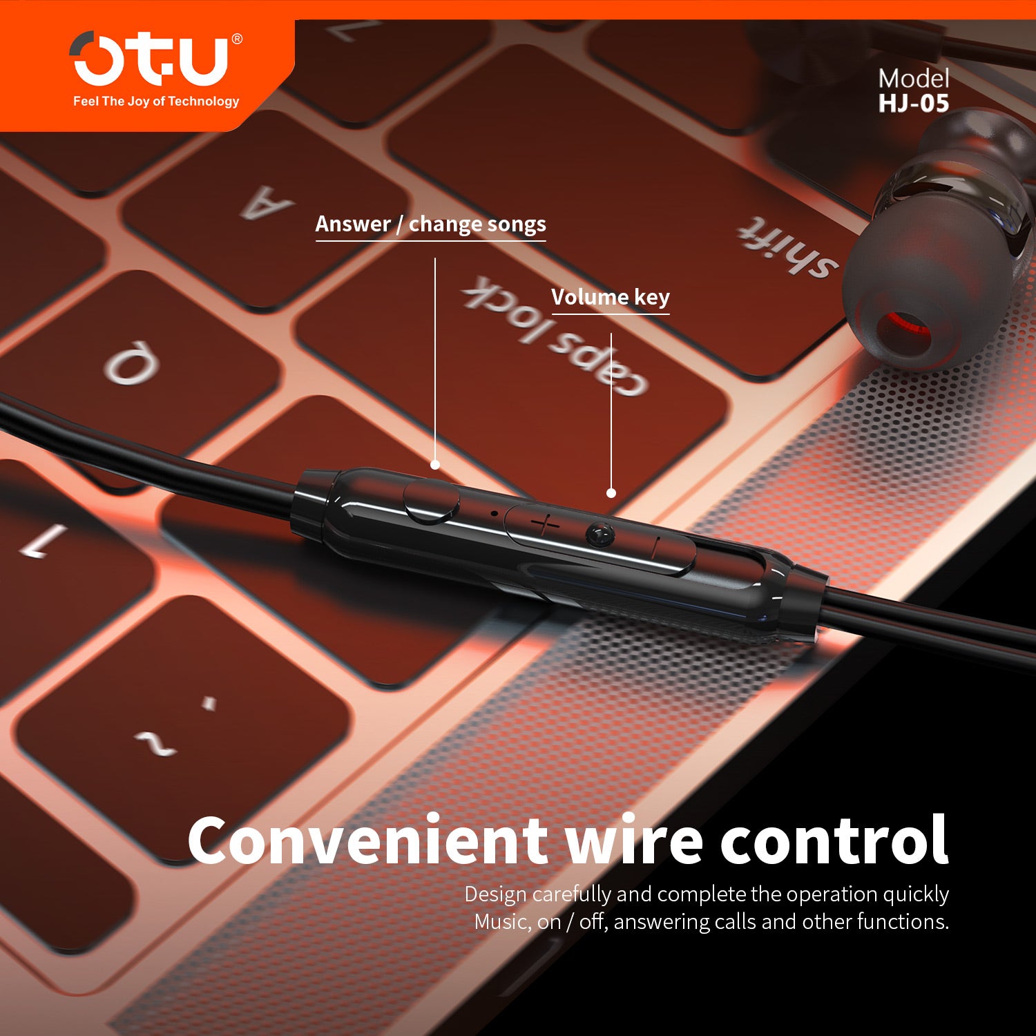 OTU HJ-05 Hi-Fi Metal In-Ear Earphones with Smart Noise Cancellation & Comfort Fit