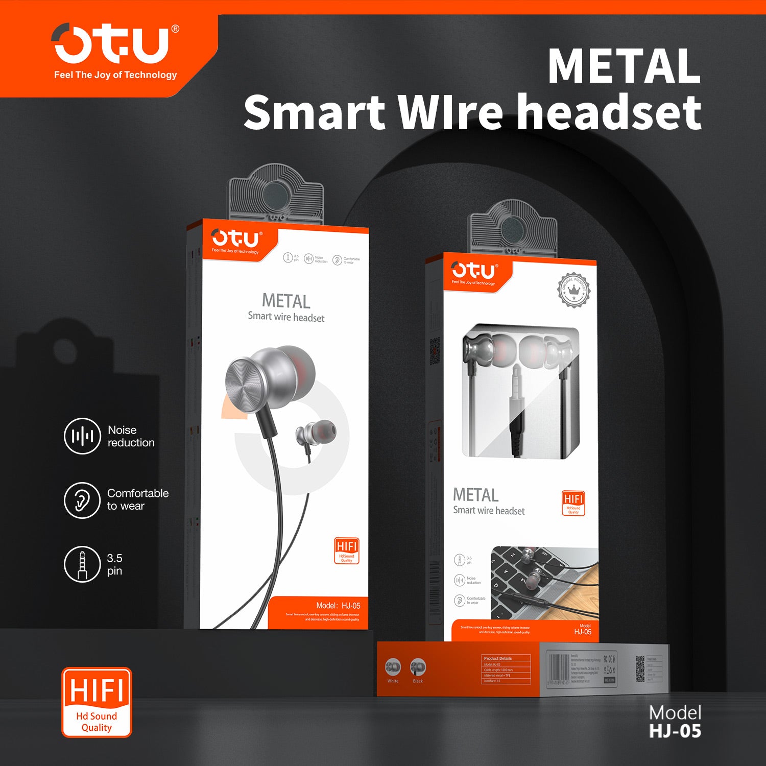 OTU HJ-05 Hi-Fi Metal In-Ear Earphones with Smart Noise Cancellation & Comfort Fit