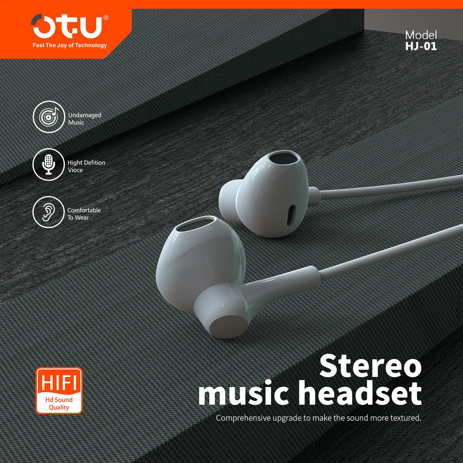 OTU HJ-01 HiFi Stereo Earphones – Deep Bass, Noise Cancelling, Enhanced Comfort for Crystal Clear Audio
