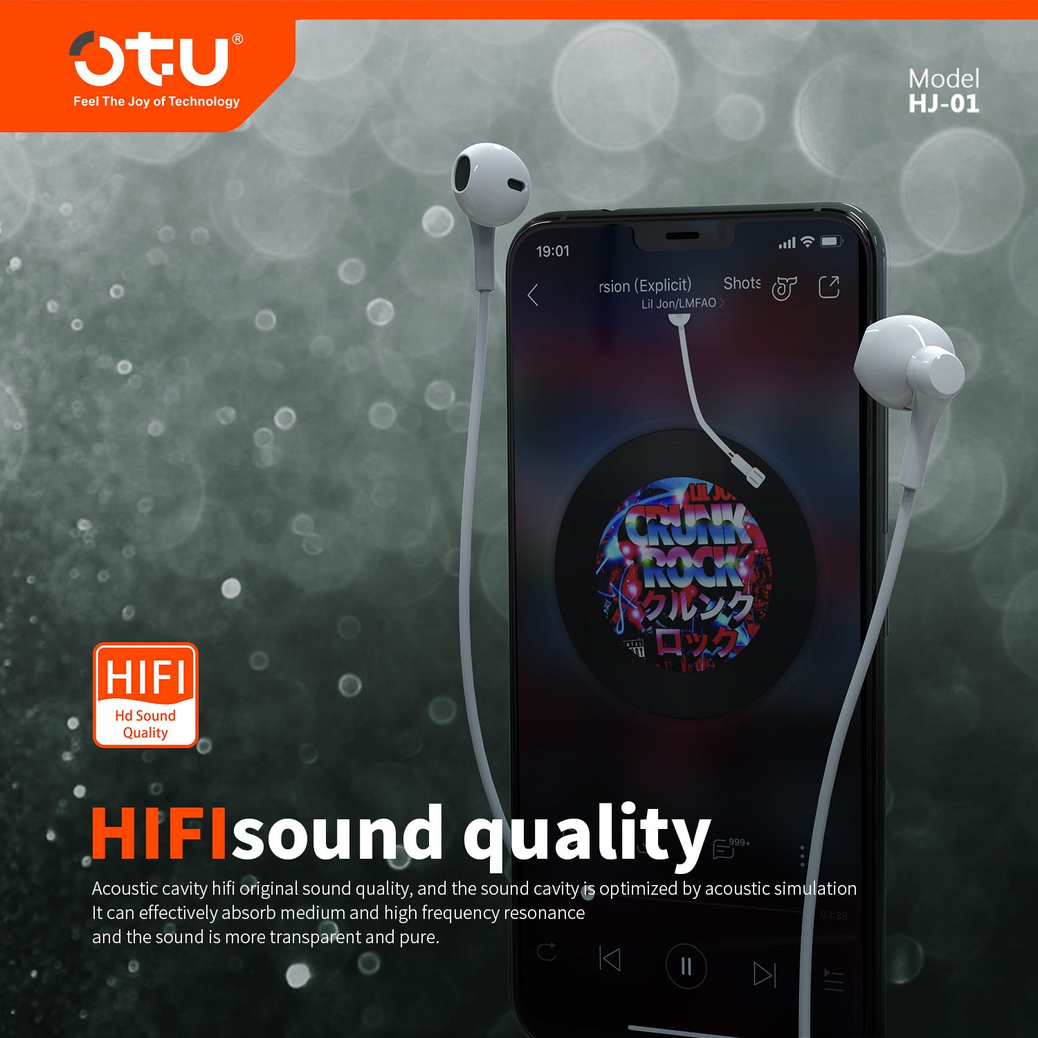 OTU HJ-01 HiFi Stereo Earphones – Deep Bass, Noise Cancelling, Enhanced Comfort for Crystal Clear Audio