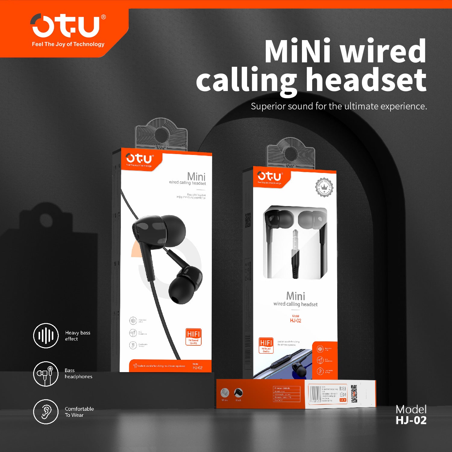 OTU HJ02 Premium Mini Wired Earpiece with Microphone - Clear Calls, Deep Bass, Noise Isolation, Comfort Fit for Mobile Devices