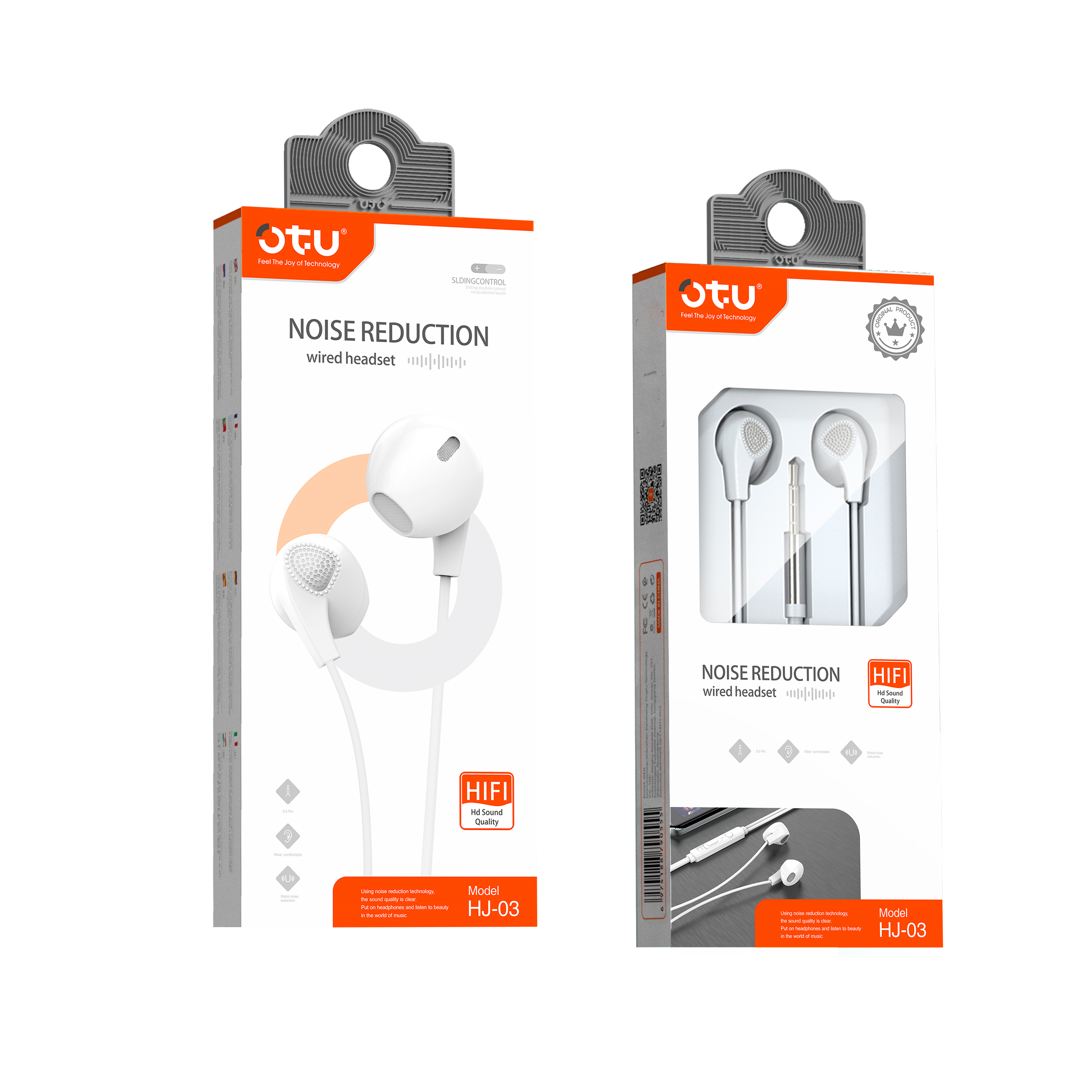 OTU HJ03 Active Noise Cancelling Wired Earphones – HiFi Sound, Comfort Fit, In-Line Mic
