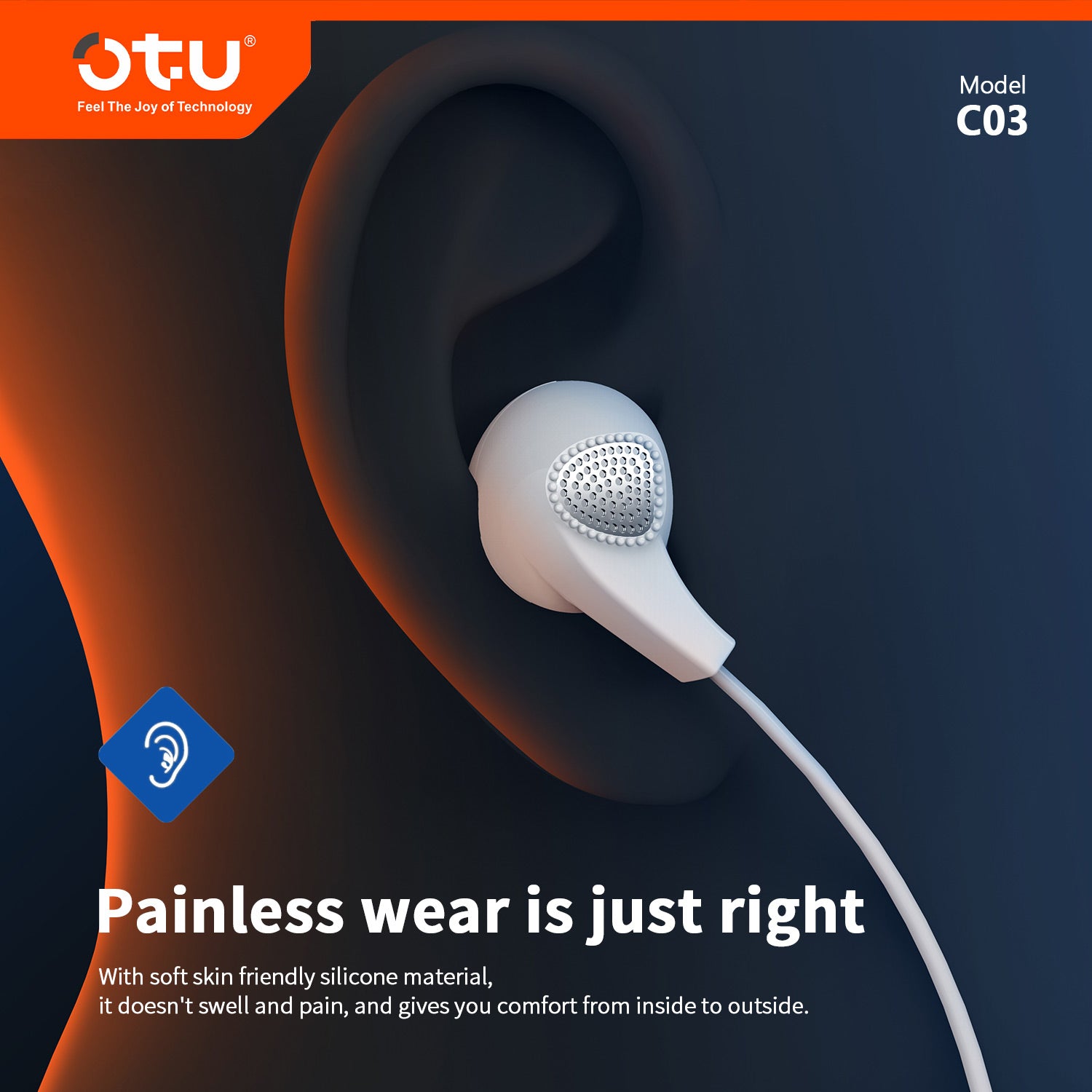 OTU HJ03 Active Noise Cancelling Wired Earphones – HiFi Sound, Comfort Fit, In-Line Mic