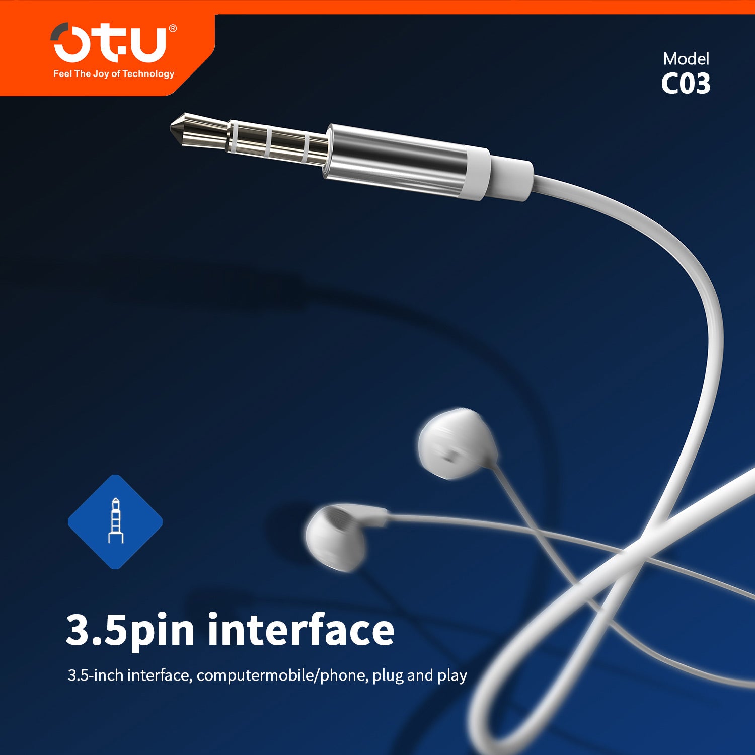 OTU HJ03 Active Noise Cancelling Wired Earphones – HiFi Sound, Comfort Fit, In-Line Mic