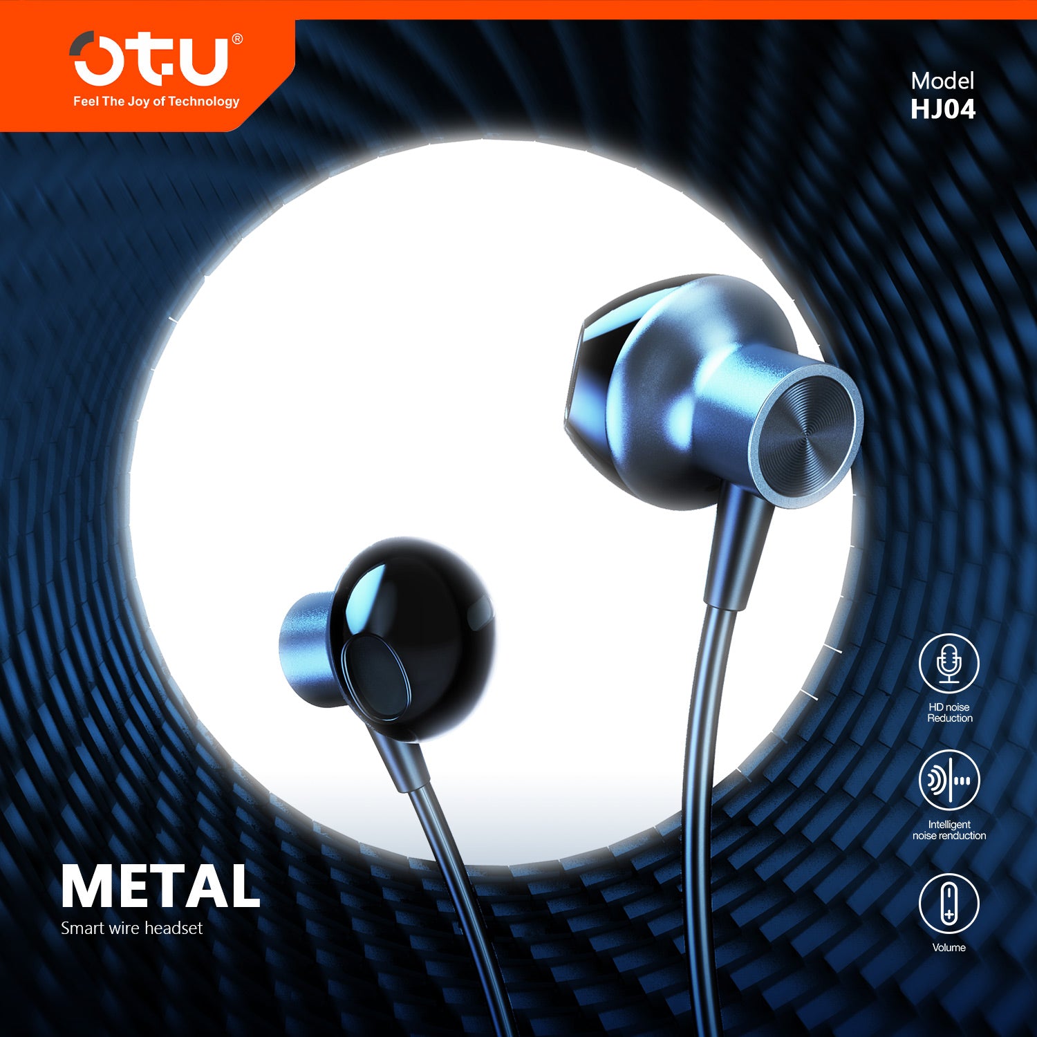 OTU HJ-04 Hi-Fi Wired Earbuds with Noise Cancellation – Metal Build, Clear Sound for Music & Calls