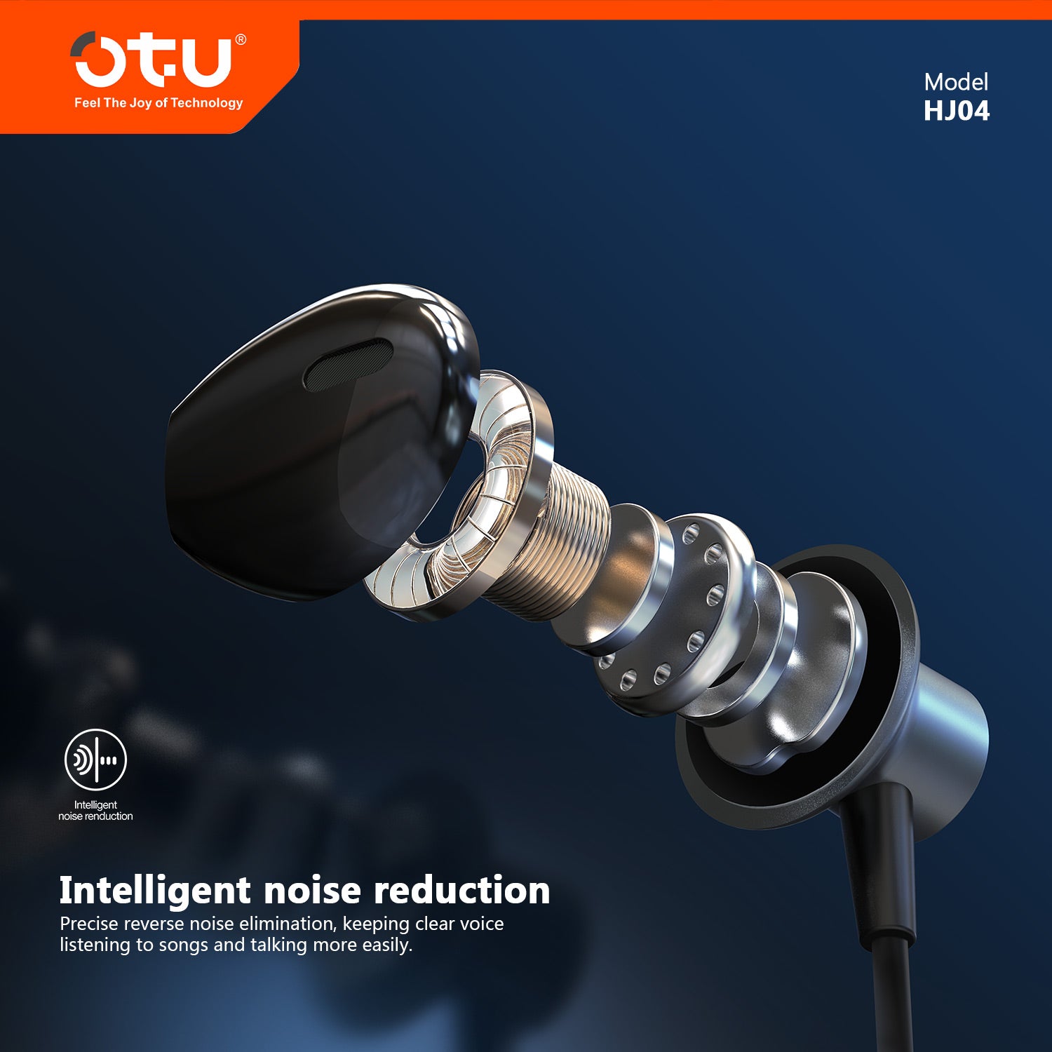 OTU HJ-04 Hi-Fi Wired Earbuds with Noise Cancellation – Metal Build, Clear Sound for Music & Calls