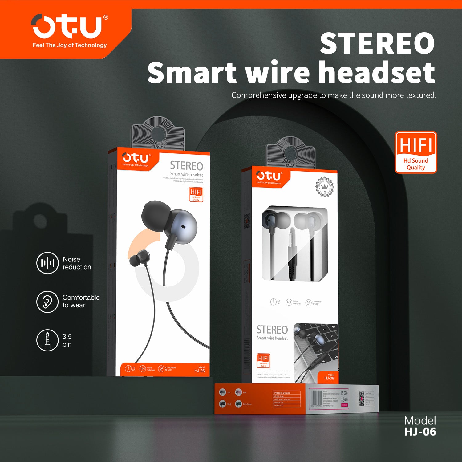 OTU HJ06 Upgraded Stereo Wired Earbuds – Enhanced Bass, Noise Isolation & Comfortable Fit