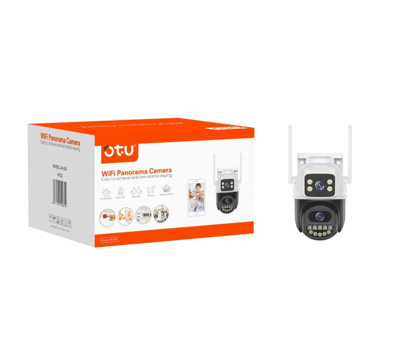 OTU JK003 4K Outdoor Security Camera, 360° PTZ with Color Night Vision, Human Tracking & Weatherproof