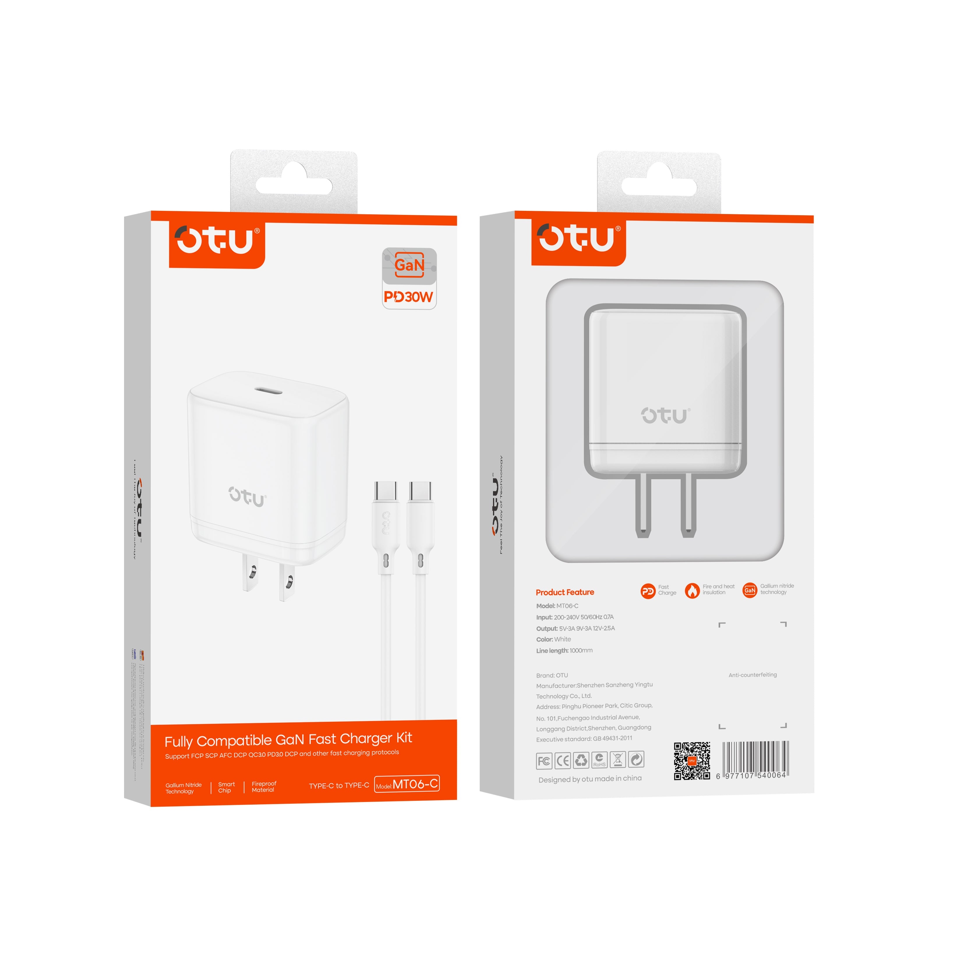 OTU MT06 GaNPro 30W PD Fast Charger Set with MFi Certified Cable – Cool, Safe Charging for phone
