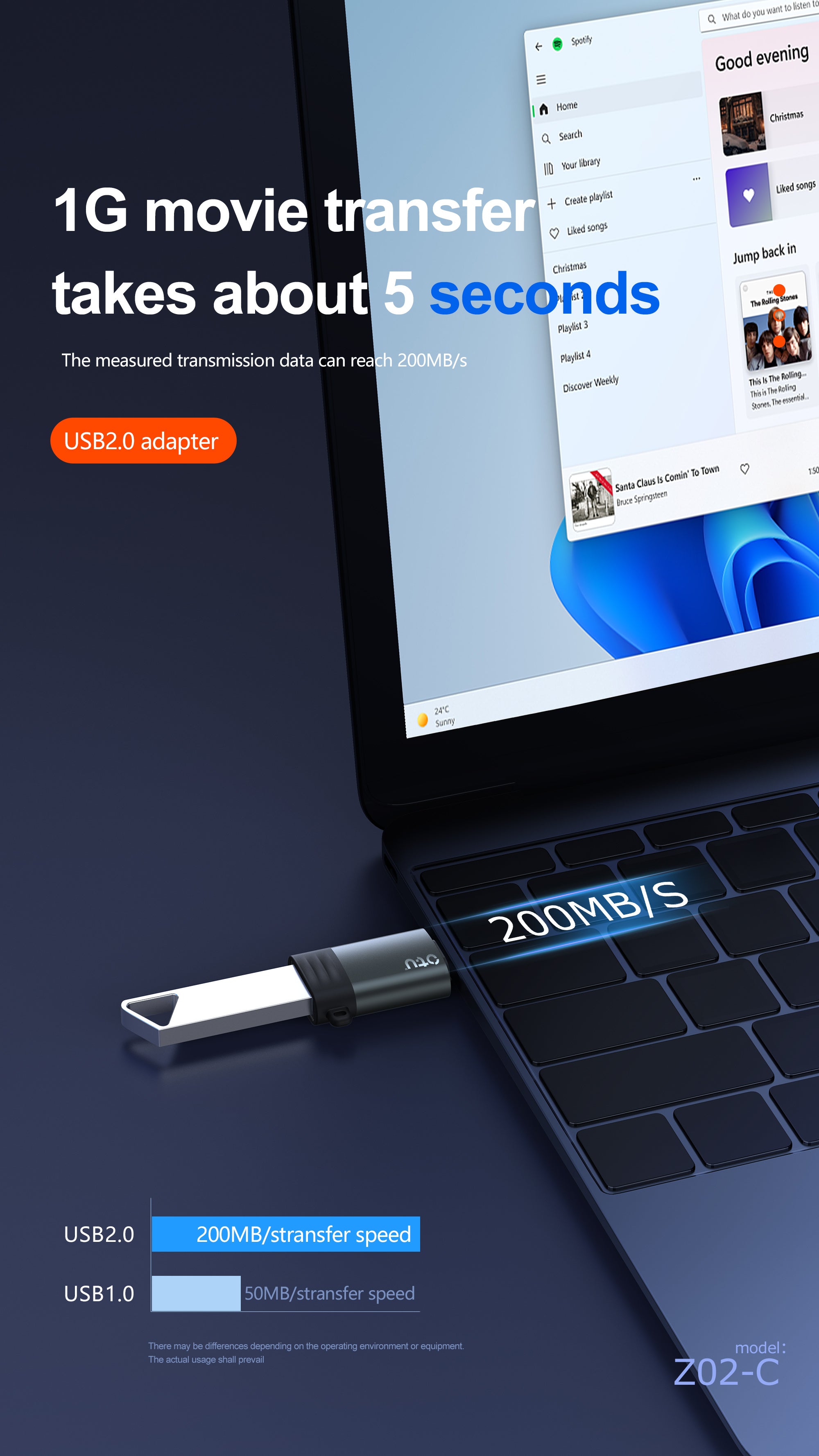 OTU Z02 Dual-Port OTG Adapter: Lightning/USB-C to USB 2.0 Converter | 200MB/s Transfer Speed, Aluminum Alloy Build, Plug & Play for Phones