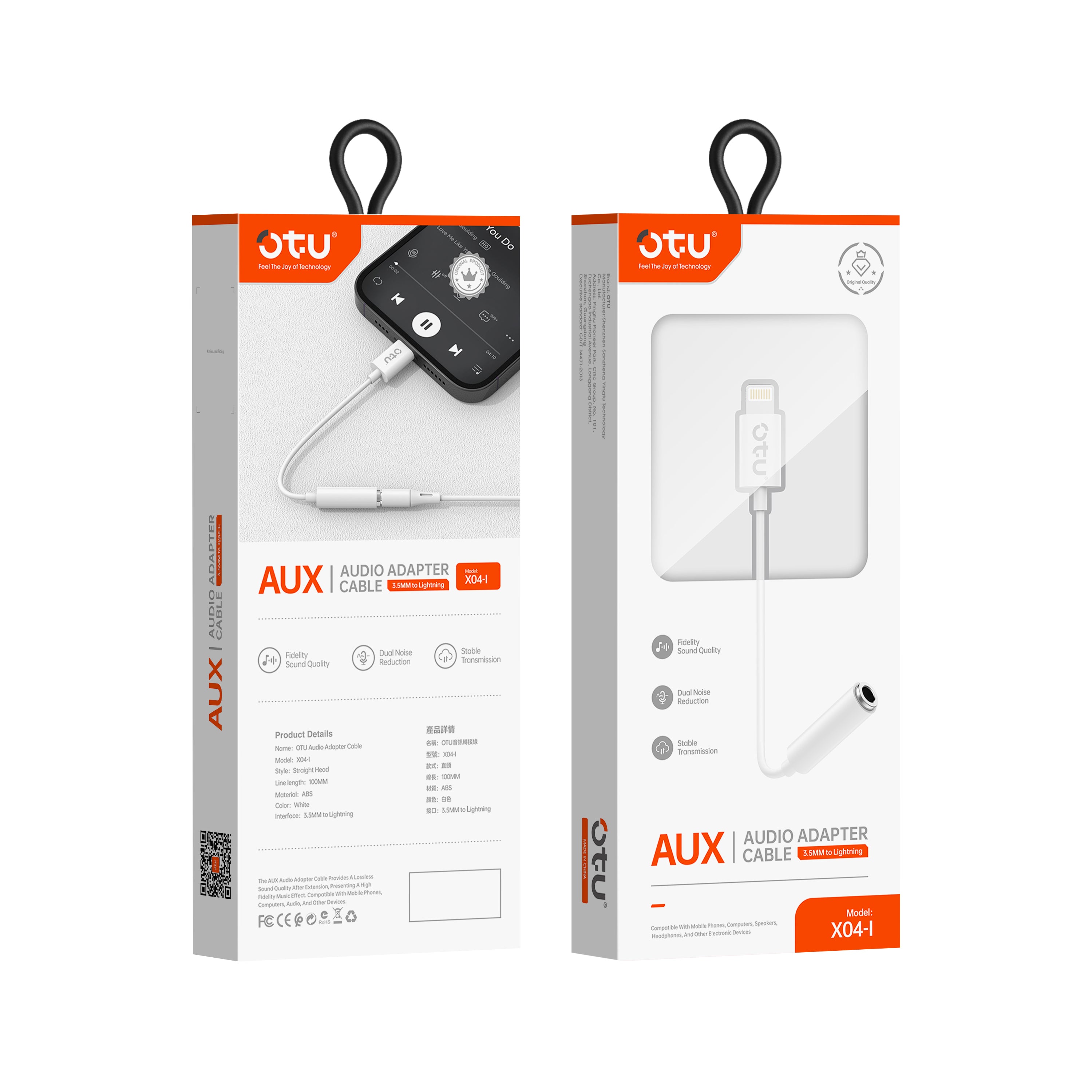 OTU X04 3-in-1 USB-C to 3.5mm Audio Adapter with Microphone – Noise Cancelling, Hi-Fi Sound, Compatible with iPhone Android & More