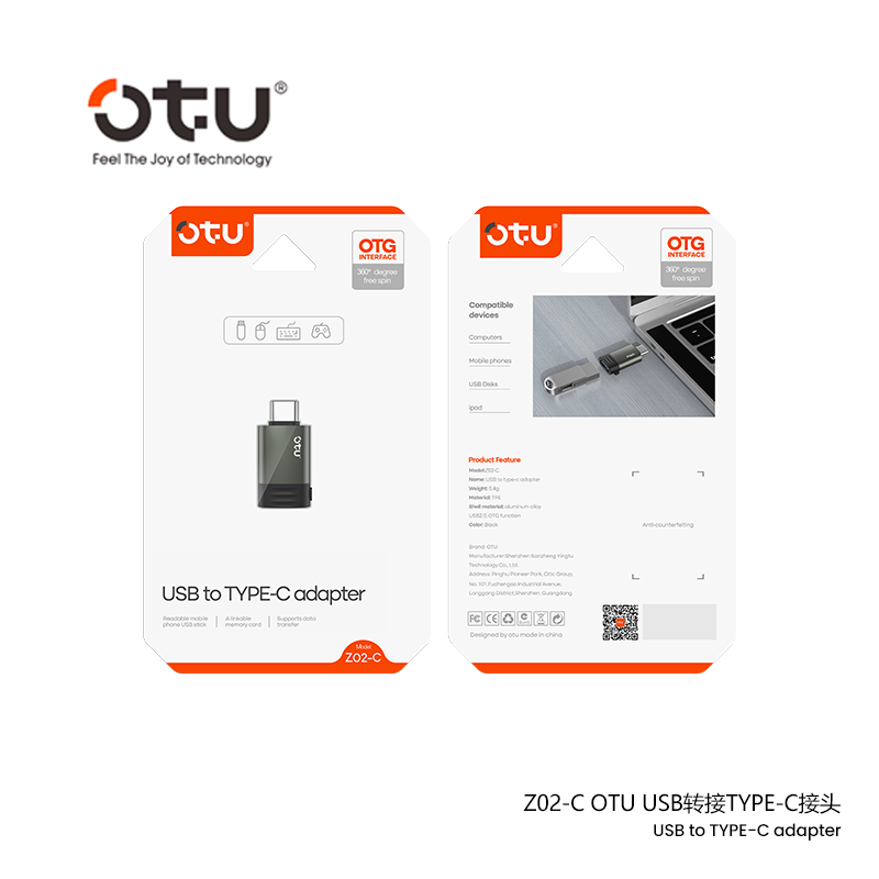 OTU Z02 Dual-Port OTG Adapter: Lightning/USB-C to USB 2.0 Converter | 200MB/s Transfer Speed, Aluminum Alloy Build, Plug & Play for Phones
