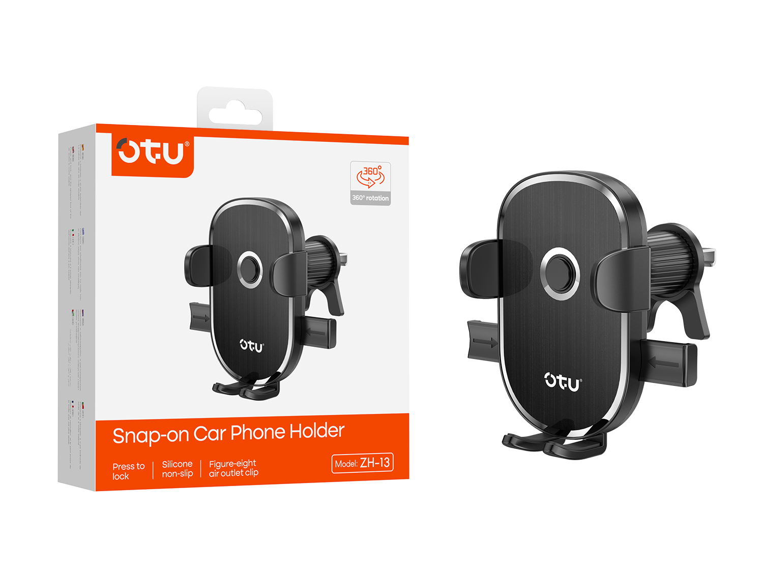 OTU ZH13 Universal Car Phone Mount Holder with One-Click Lock & 360° Rotation - Compatible with 4.7-7.2 inch Phones