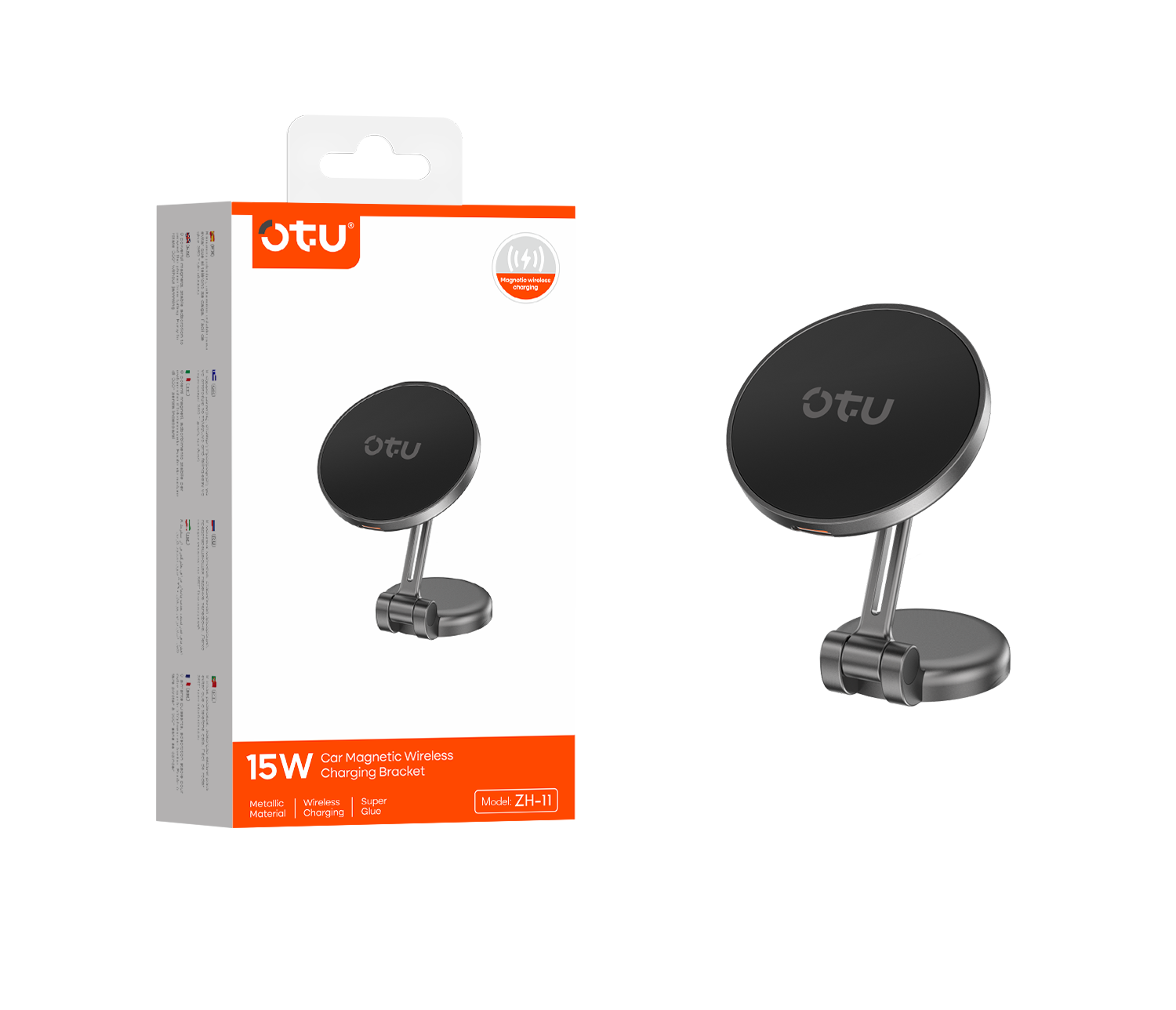 OTU ZH11 15W Magnetic Wireless Car Charger Mount - Fast Charging, 360° Rotation, for All MagSafe iPhones
