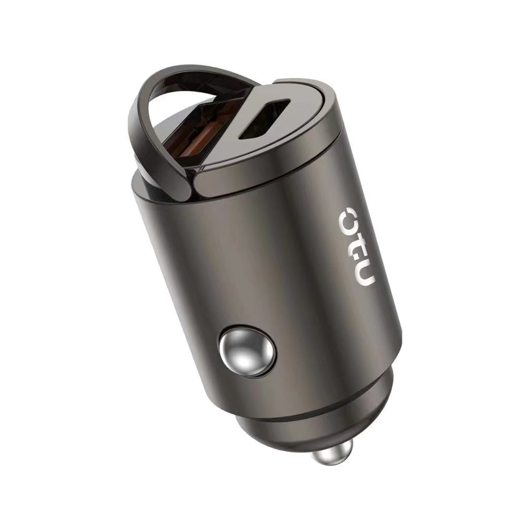 OTU C04 PD & QC3.0 Metal Car Charger – 20W Dual Port Fast Charger with Premium Gold & Space Black Design
