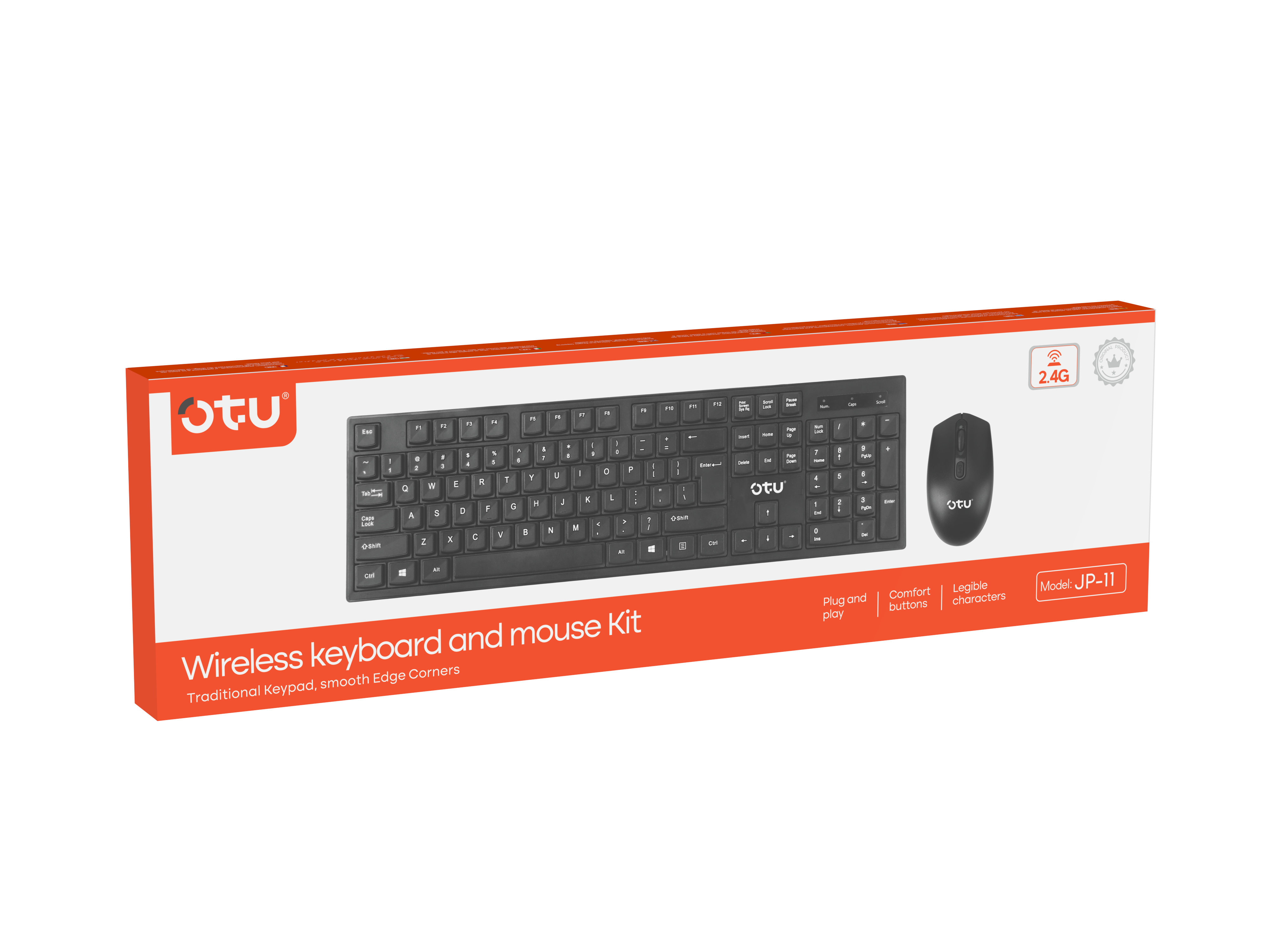 OTU JP-11 Wireless Keyboard with 104 Keys & Multimedia Shortcuts – 2.4G Plug & Play for Office & Gaming