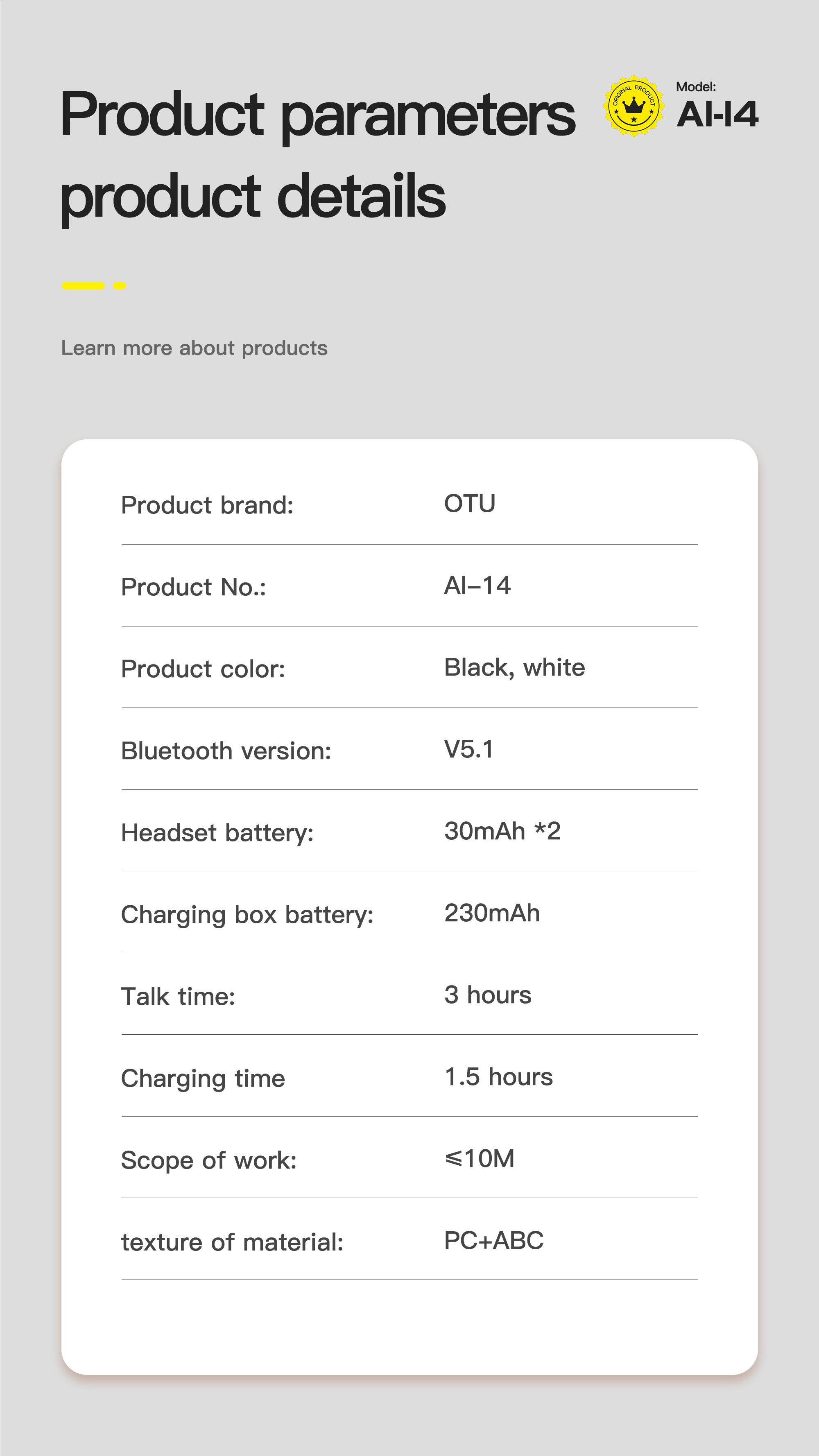 OTU AI-14 Noise Cancelling Earbuds - Bluetooth 5.1, Graphene Sound, 30H Playtime, Comfort Fit, Clear Calls