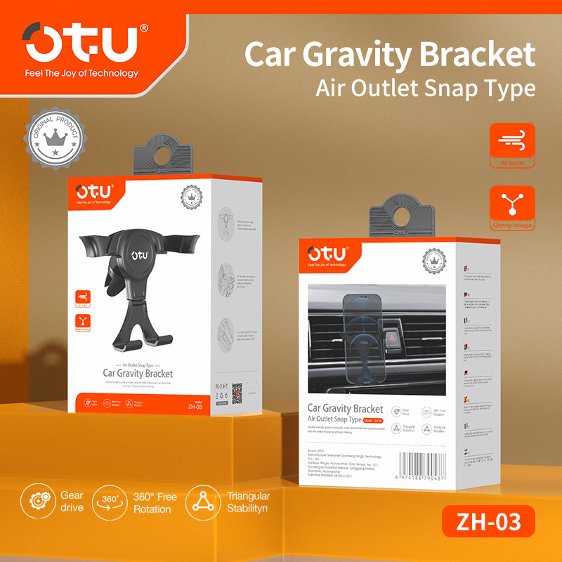 OTU ZH03 Universal Gravity Car Phone Holder - 360° Adjustable Vent Mount, Secure & Hands-Free for All Cars