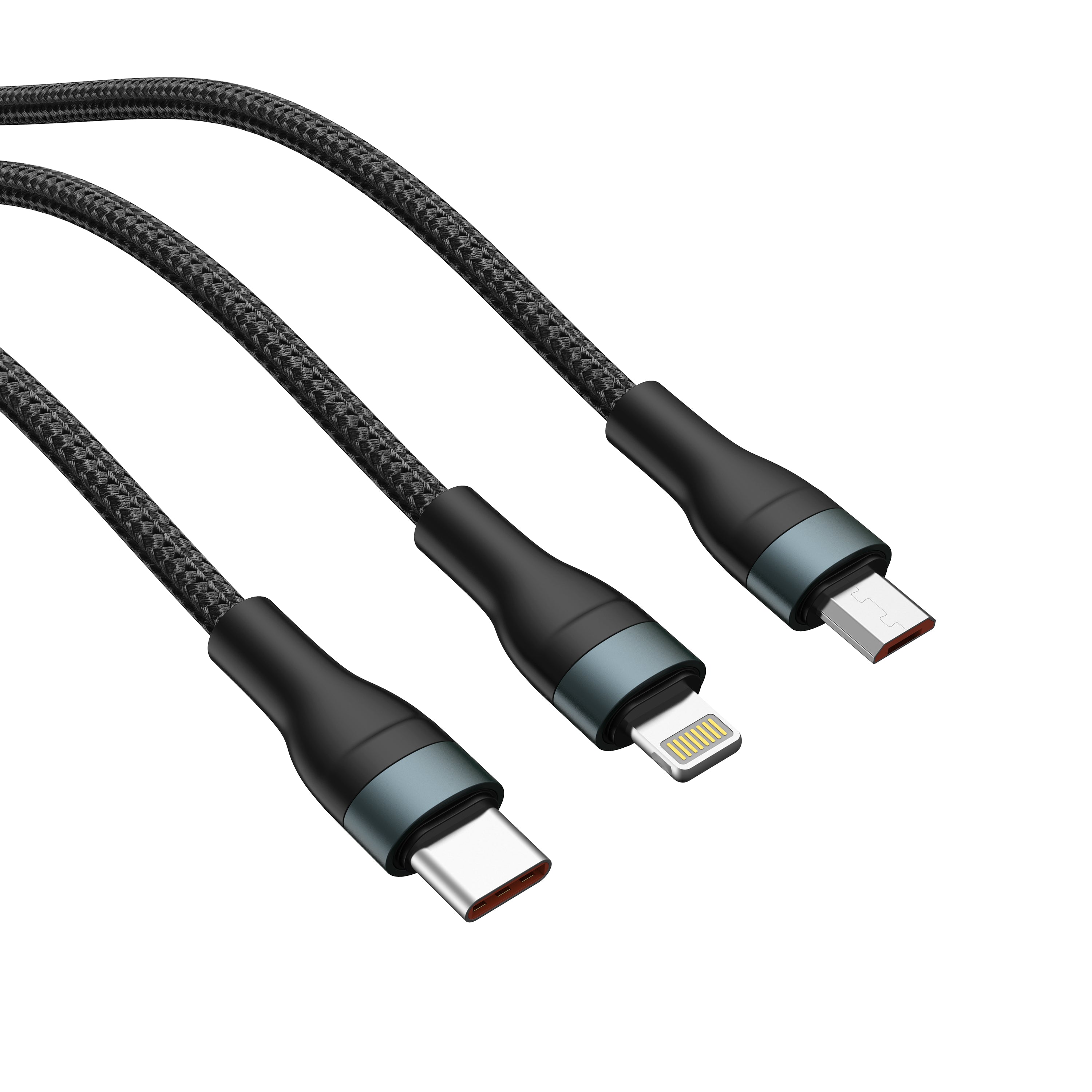 OTU DL20 5A Super Fast Charging Cable 1M  Nylon Braided USB Cable for Type-C, Lightning, Micro-USB - Data Sync & Rapid Charge