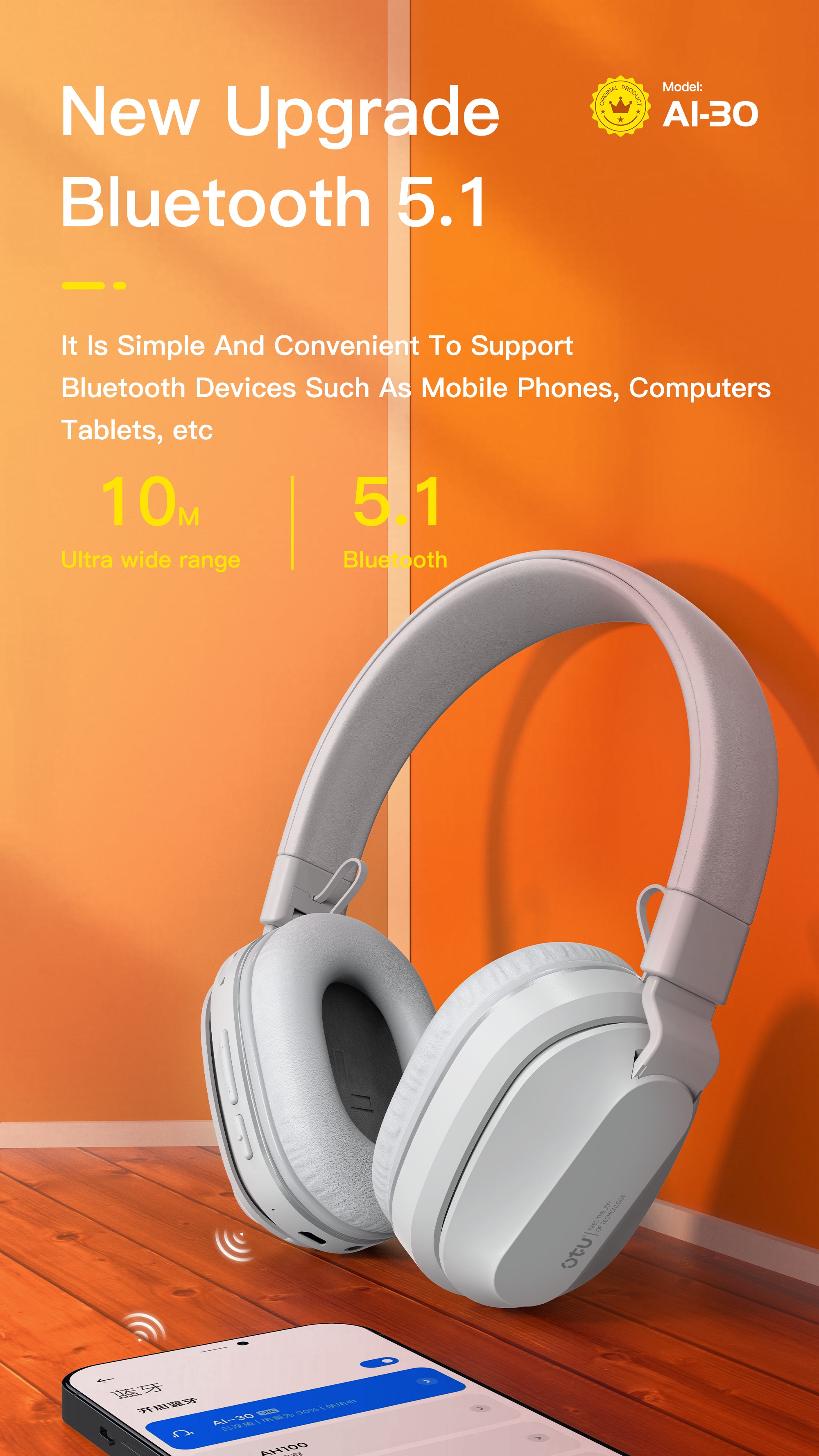 OTU Al-30 Wireless Earbuds - 10H Playtime, Smart Noise Cancellation, Bluetooth 5.1, Comfort Fit for Daily Use