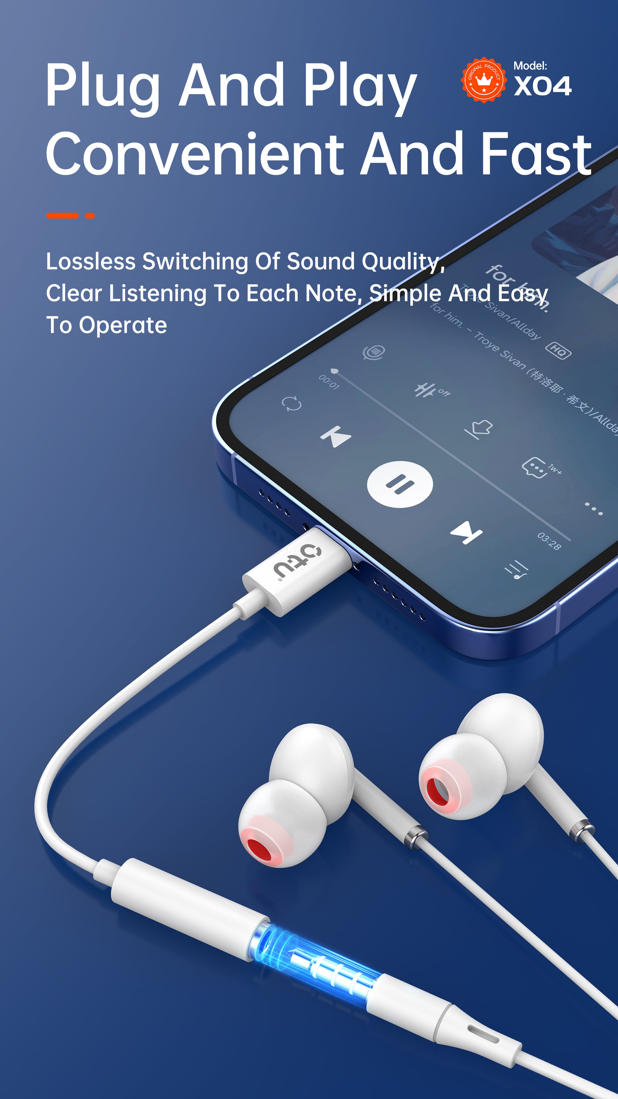 OTU X04 3-in-1 USB-C to 3.5mm Audio Adapter with Microphone – Noise Cancelling, Hi-Fi Sound, Compatible with iPhone Android & More