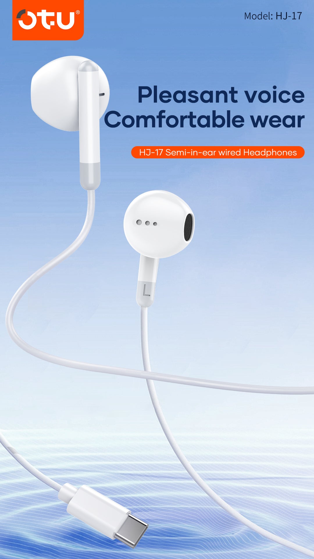 OTU HJ-17 Semi-In-Ear Wired Earbuds with Noise-Reducing Mic, 14mm Driver for Balanced Sound & Comfortable Fit
