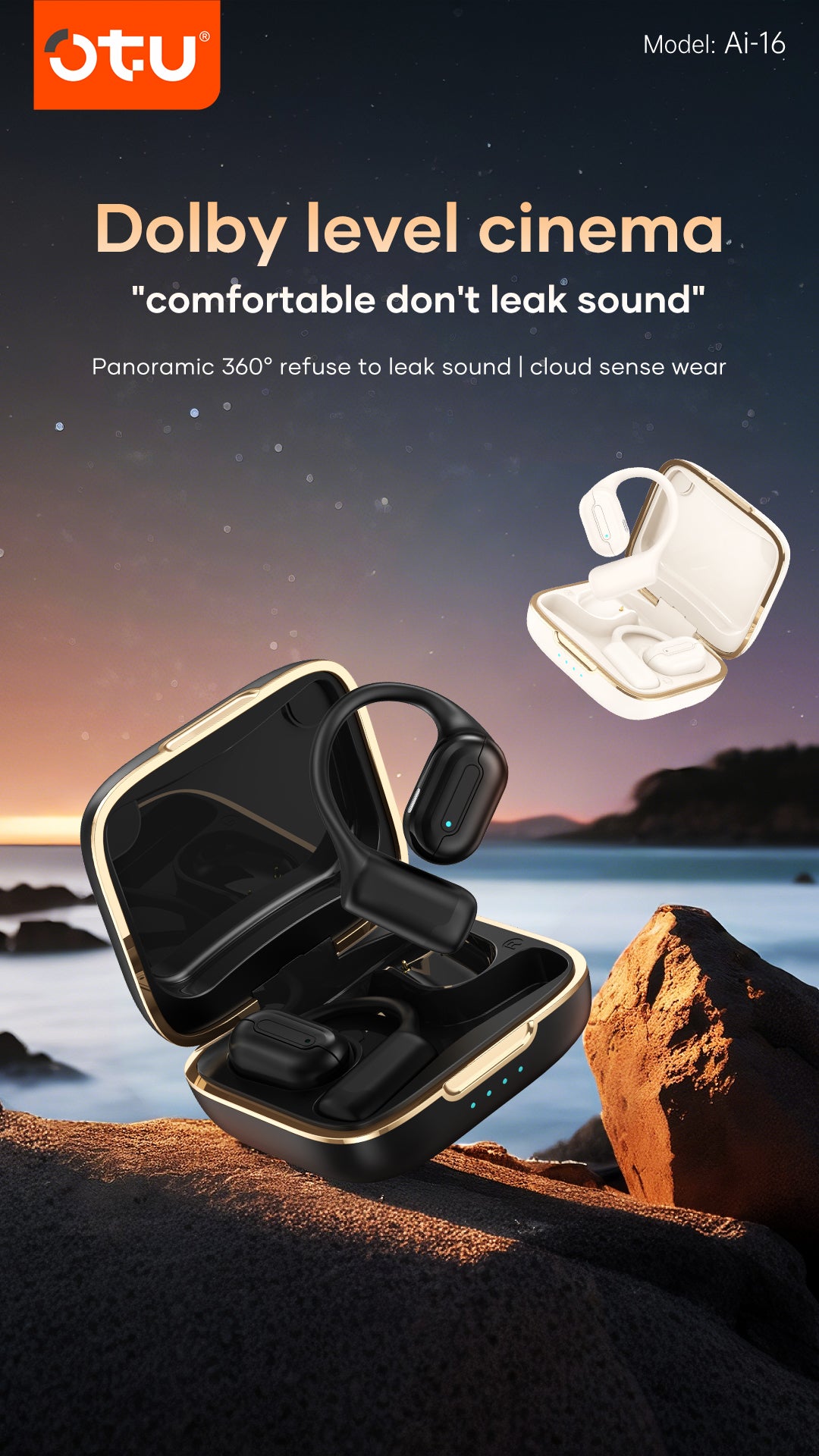 OTU AI-21 Wireless Earbuds - Bluetooth 5.3, 40H Battery, Dolby-Level Sound, Titanium Diaphragm, Cloud Comfort Fit