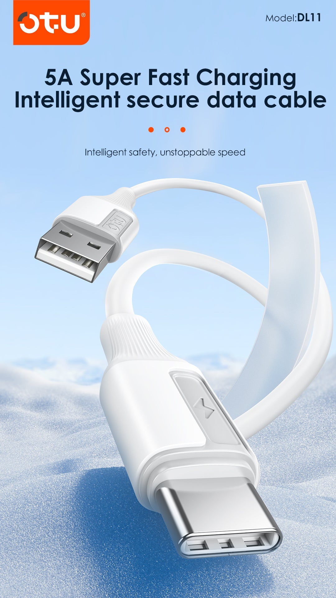 OTU DL11 5A Super Fast Charging Cable [3-Pack] - Braided USB Cable for iPhone, Android, Type C - Intelligent Protection & Data Sync