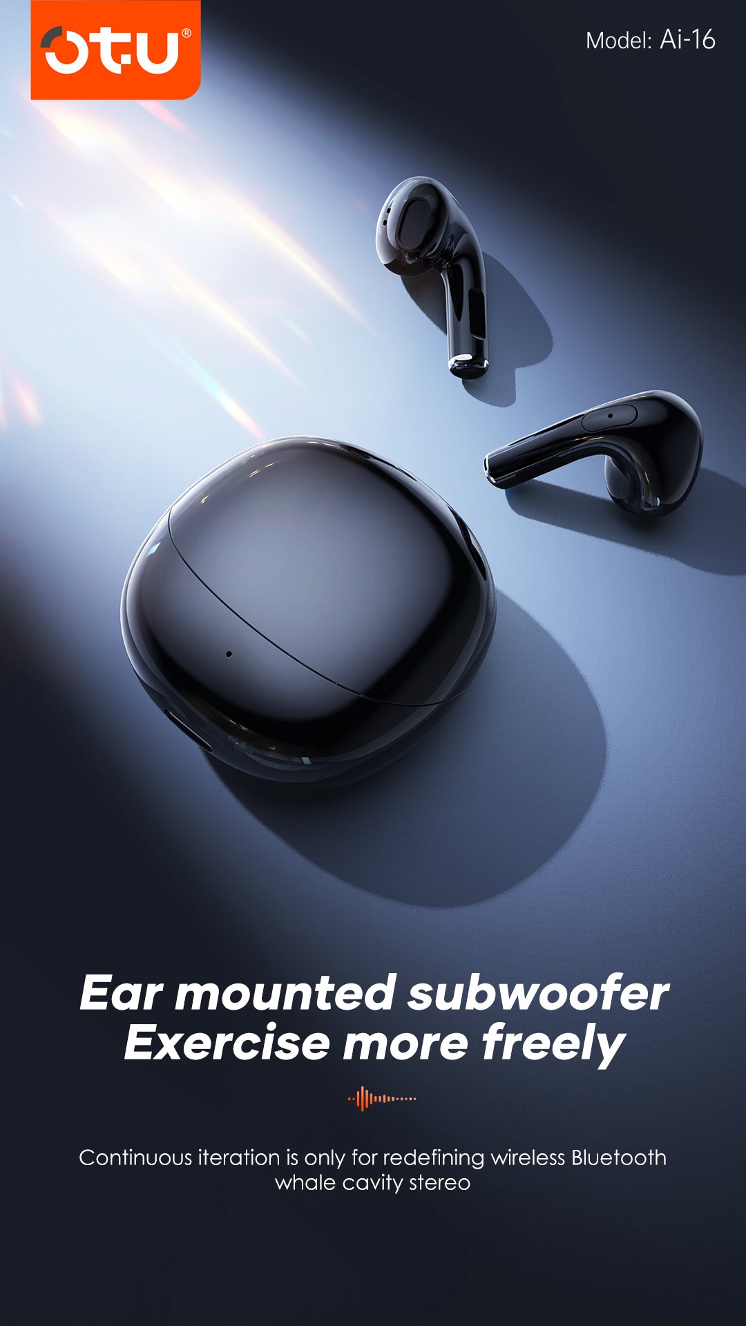 OTU AI-16 Wireless Earbuds - Bluetooth 5.3, 16H Playtime, Deep Bass, Noise Isolation, Sport Earphones for iPhone Android