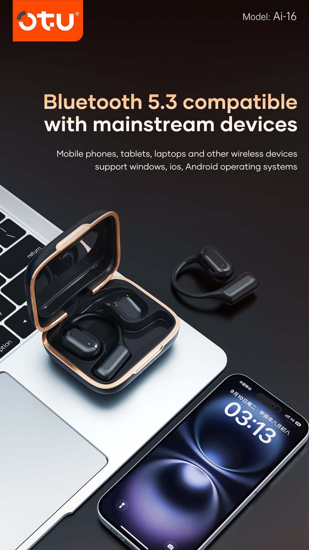OTU AI-21 Wireless Earbuds - Bluetooth 5.3, 40H Battery, Dolby-Level Sound, Titanium Diaphragm, Cloud Comfort Fit
