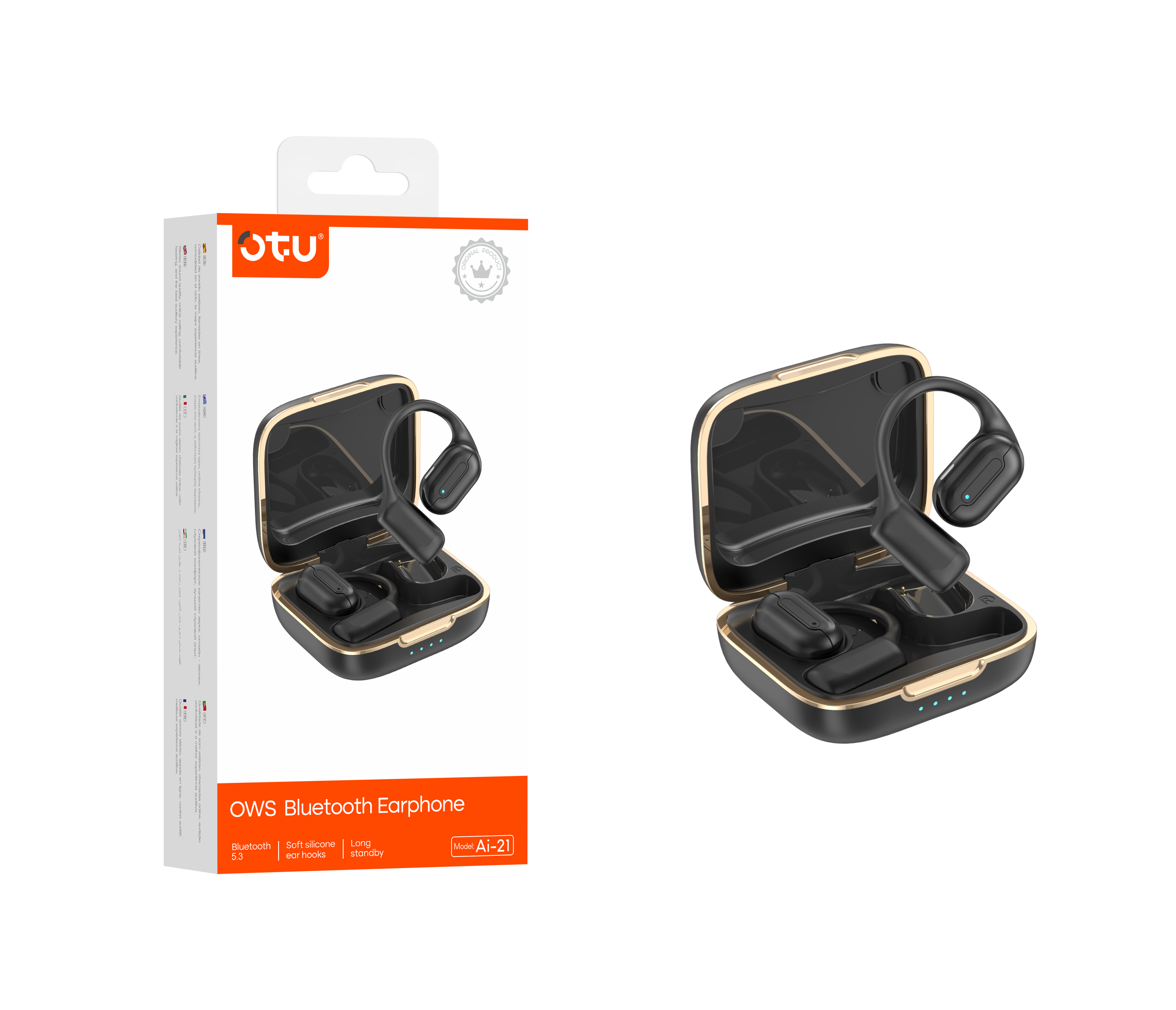 OTU AI-21 Wireless Earbuds - Bluetooth 5.3, 40H Battery, Dolby-Level Sound, Titanium Diaphragm, Cloud Comfort Fit