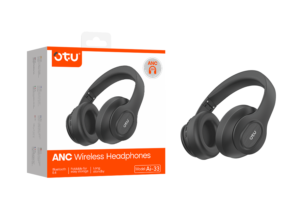 OTU Ai-33 ANC Wireless Headphones - 50H Battery, Active Noise Cancelling, Bluetooth 5.4, Foldable, Hi-Fi Sound