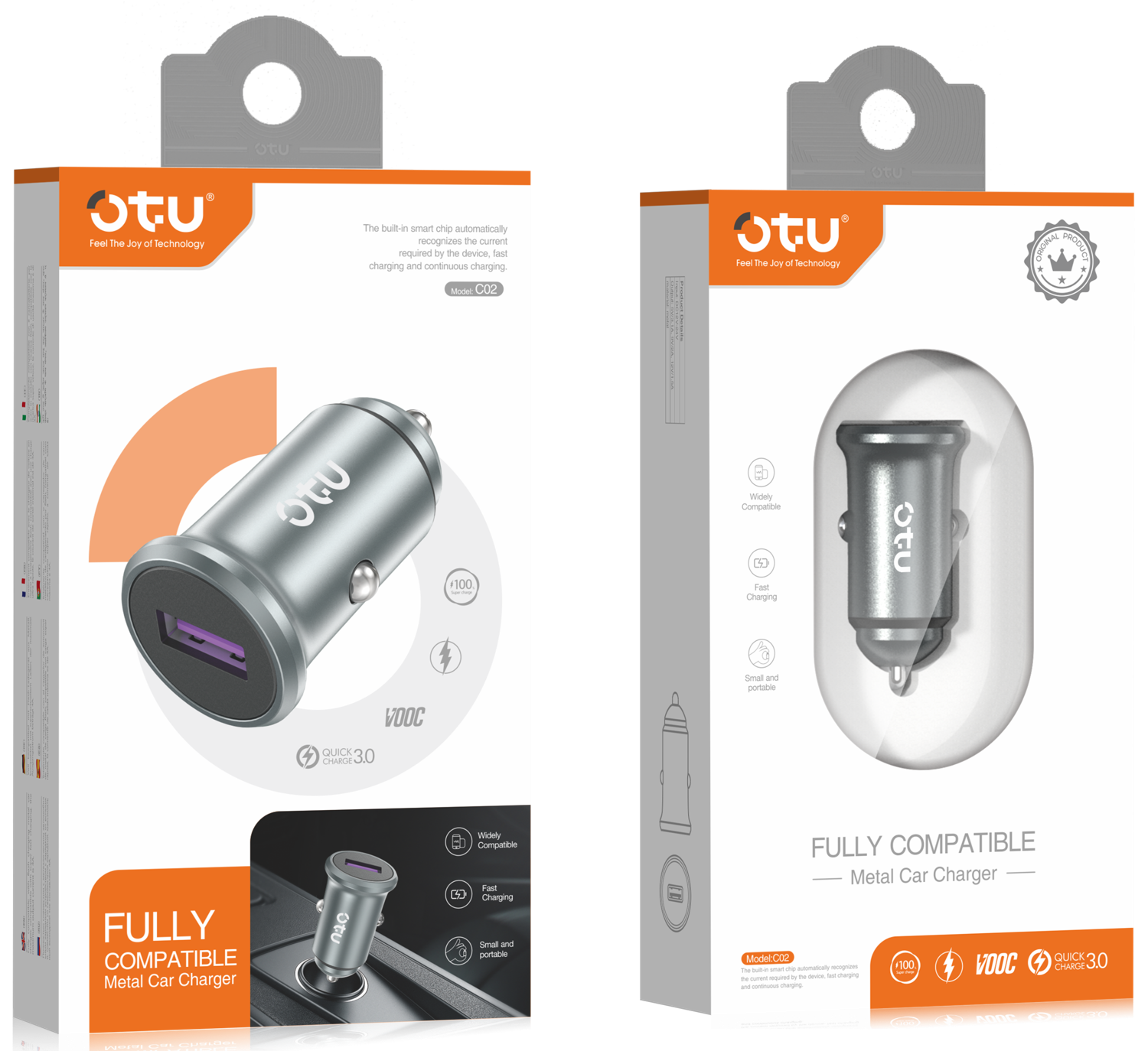 OTU C02 Mini Metal Car Charger with Smart Adaptive Fast Charging – 12V-24V Wide Voltage for Cars, Trucks & SUVs