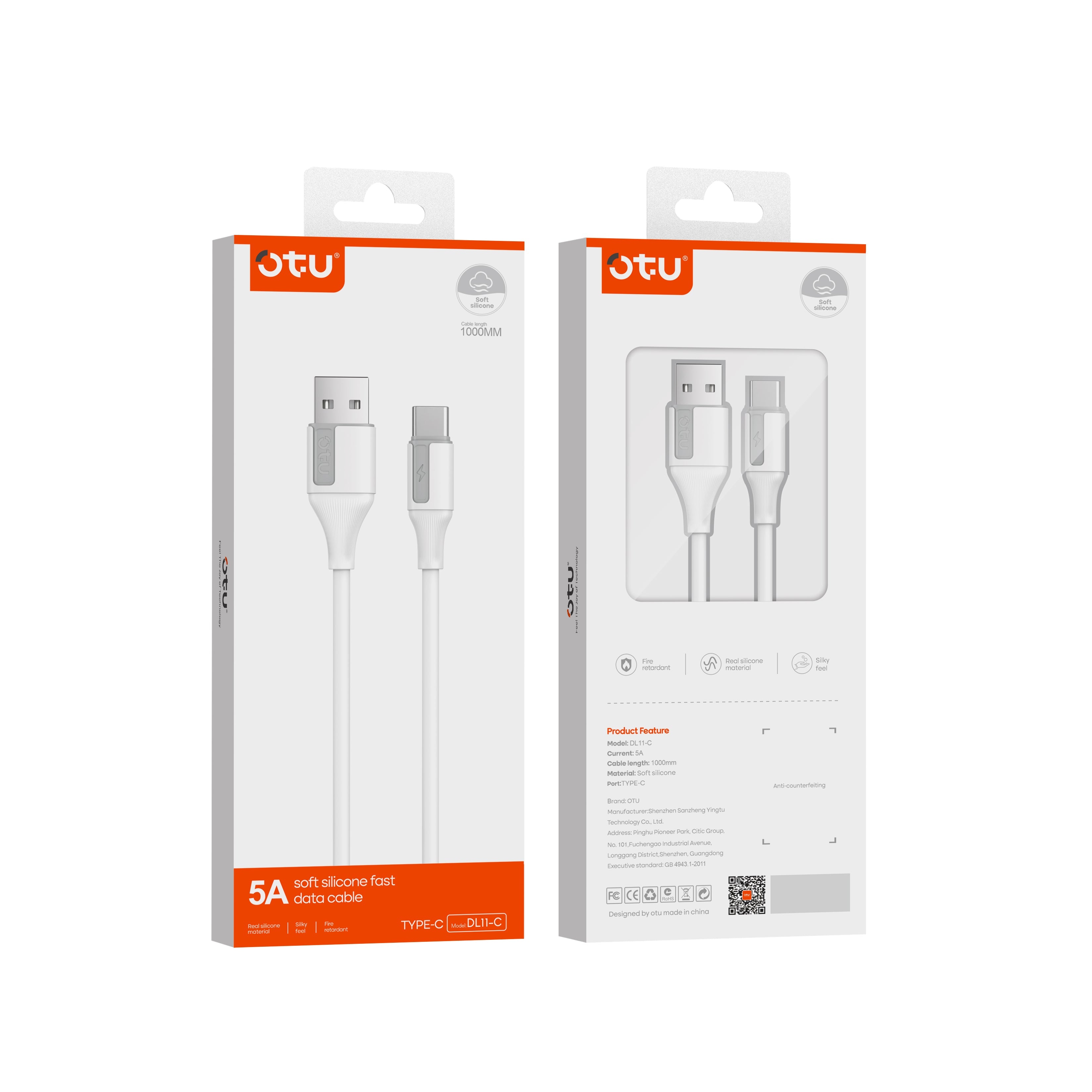 OTU DL11 5A Super Fast Charging Cable [3-Pack] - Braided USB Cable for iPhone, Android, Type C - Intelligent Protection & Data Sync